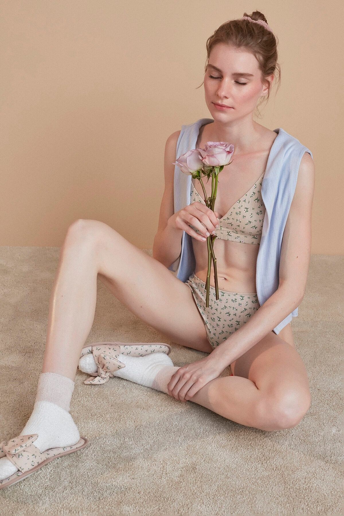 Penti Açık Pembe Bliss Rose Printed Uyku Sütyeni