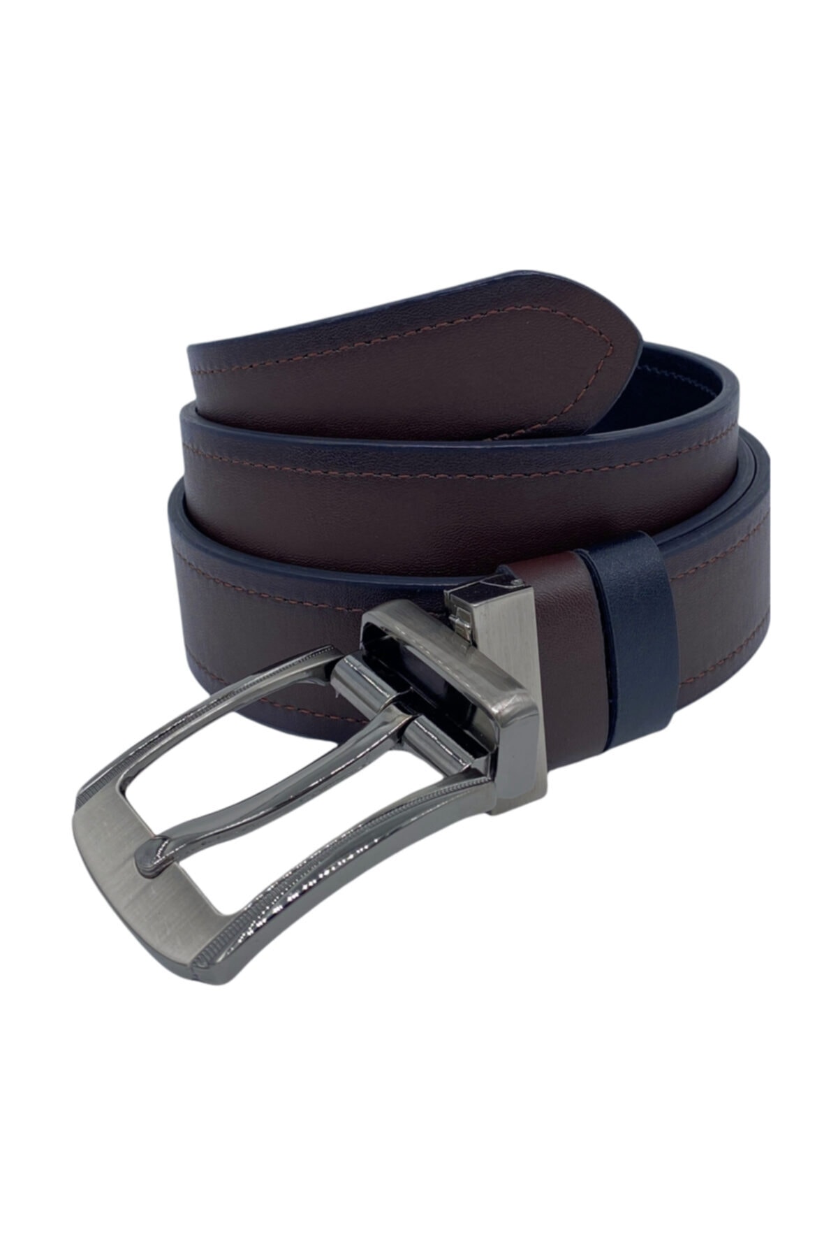 Süzer Deri * 4 Cm. Spor Suni Deri Çift Taraflı Kemer Siyah/kahve