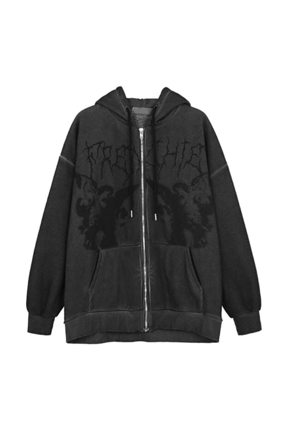 Köstebek Füme Frenchie Angel Unisex Kapşonlu