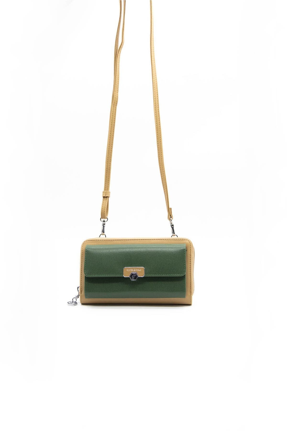 Silver Polo Yeşil Üç Bölmeli Kadın Çapraz Askılı Telefon Cüzdanı/cüzdan & Kartlık Sp921
