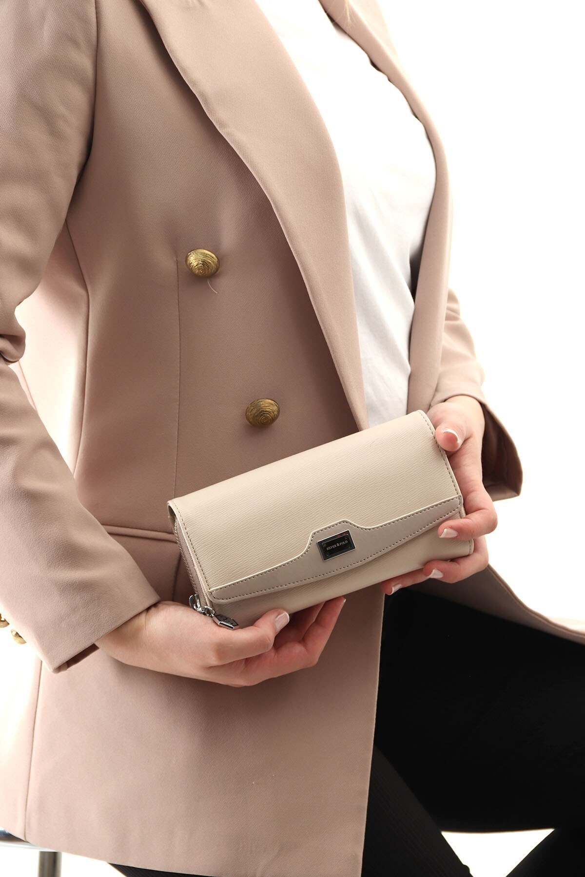 Silver Polo Bej Dört Bölmeli Kadın Cüzdan & Kartlık Sp981