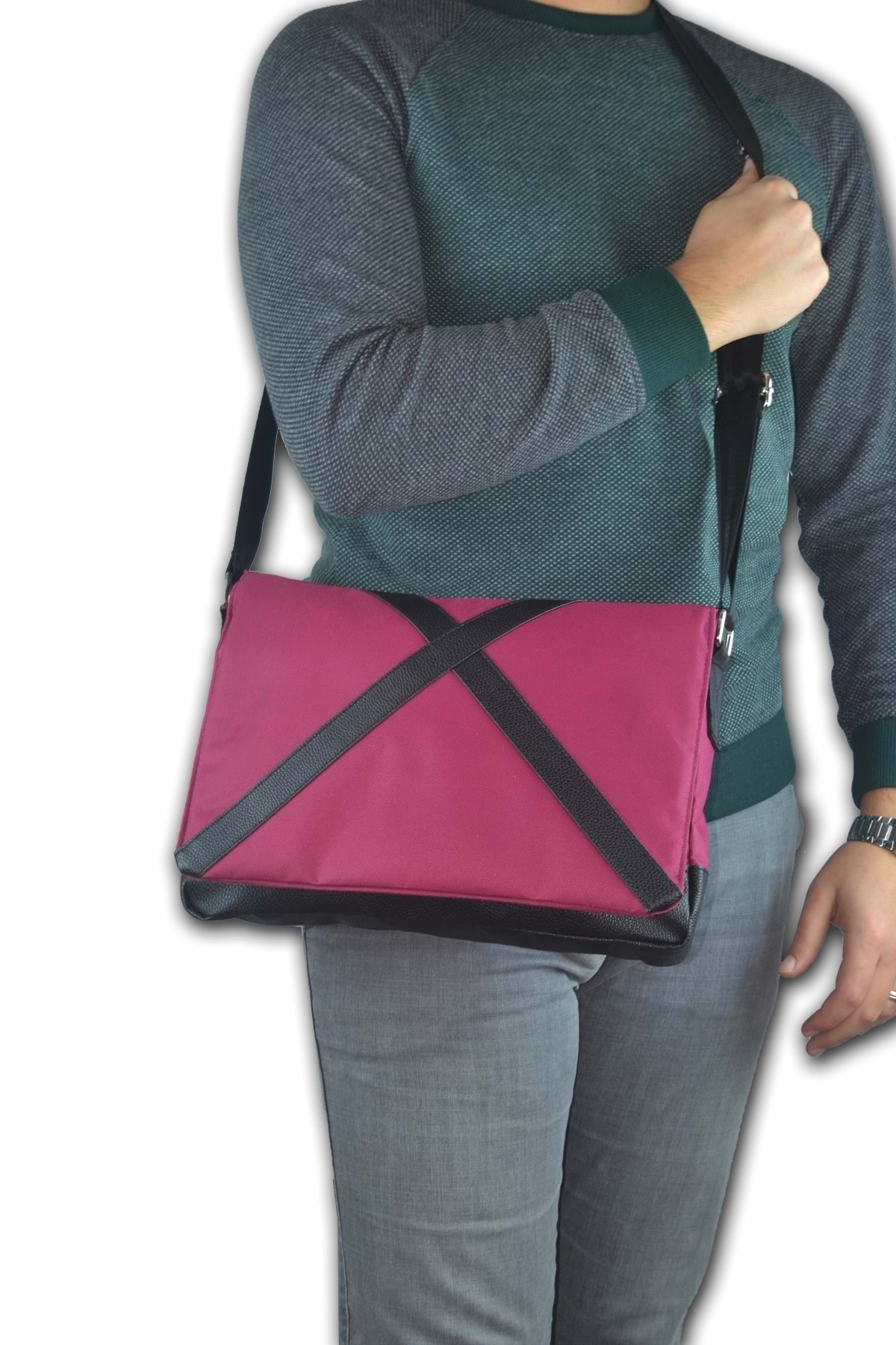 Bagorama Unisex 13 Postacı Çapraz Askılı Omuz Çantası - Kırmızı