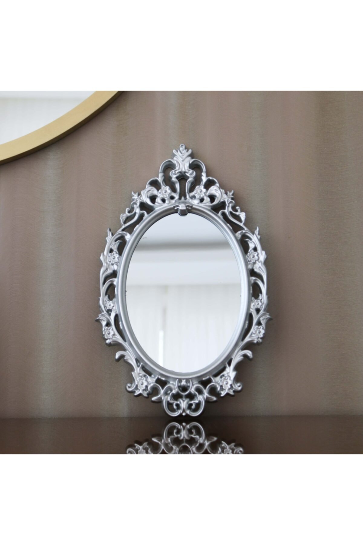 Moda Meral Dekoratif Desenli Duvar Aynası Gümüş Mmrl256233