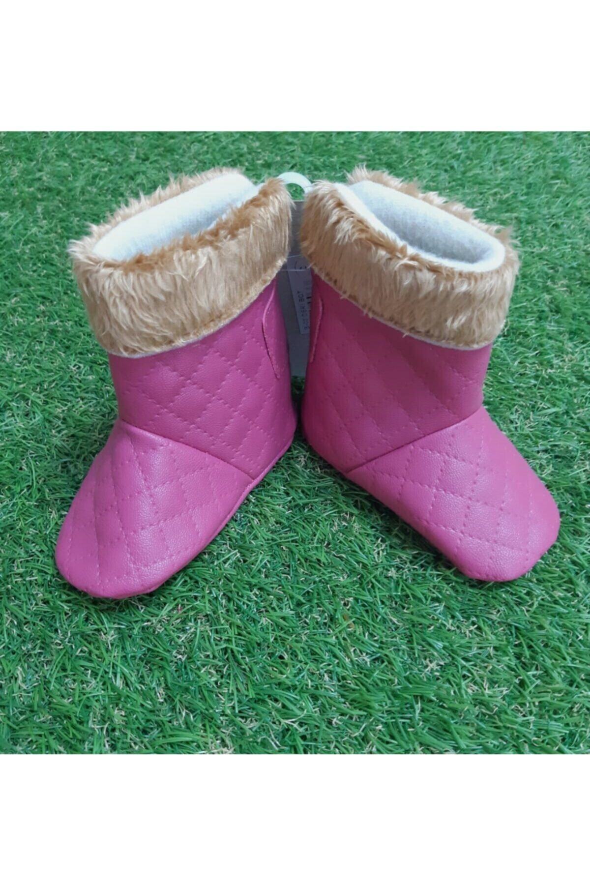 Sönmez Baby Tüylü Baklava Desen Panduf Deri Bebe Ev Botu