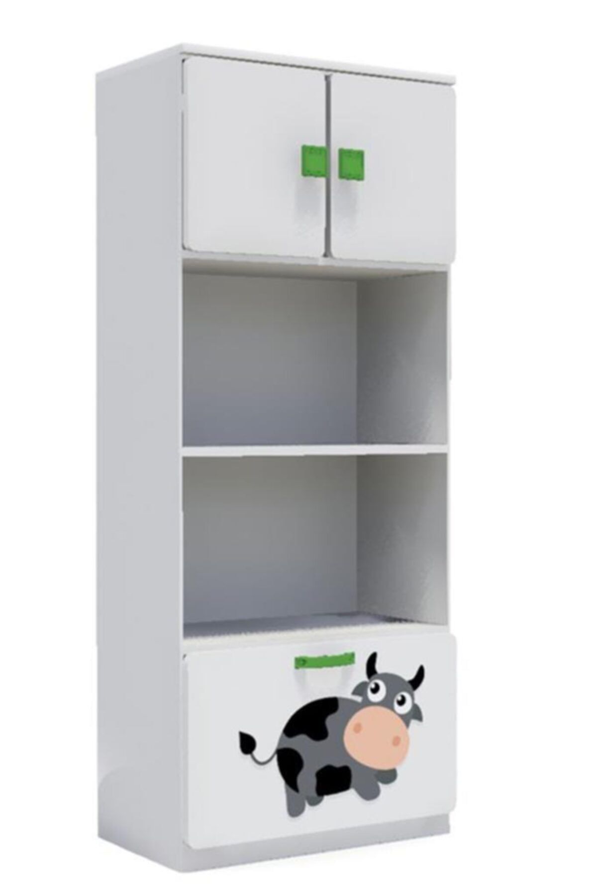 WoodyLife 2 Kapaklı 2 Çekmeceli Çocuk Odası Anaokulu Kreş Dolap Çiftlik Temalı