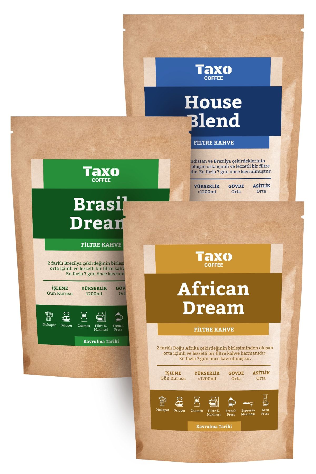 Taxo Coffee Blend Deneme Seti 3x200gr Filtre Kahve