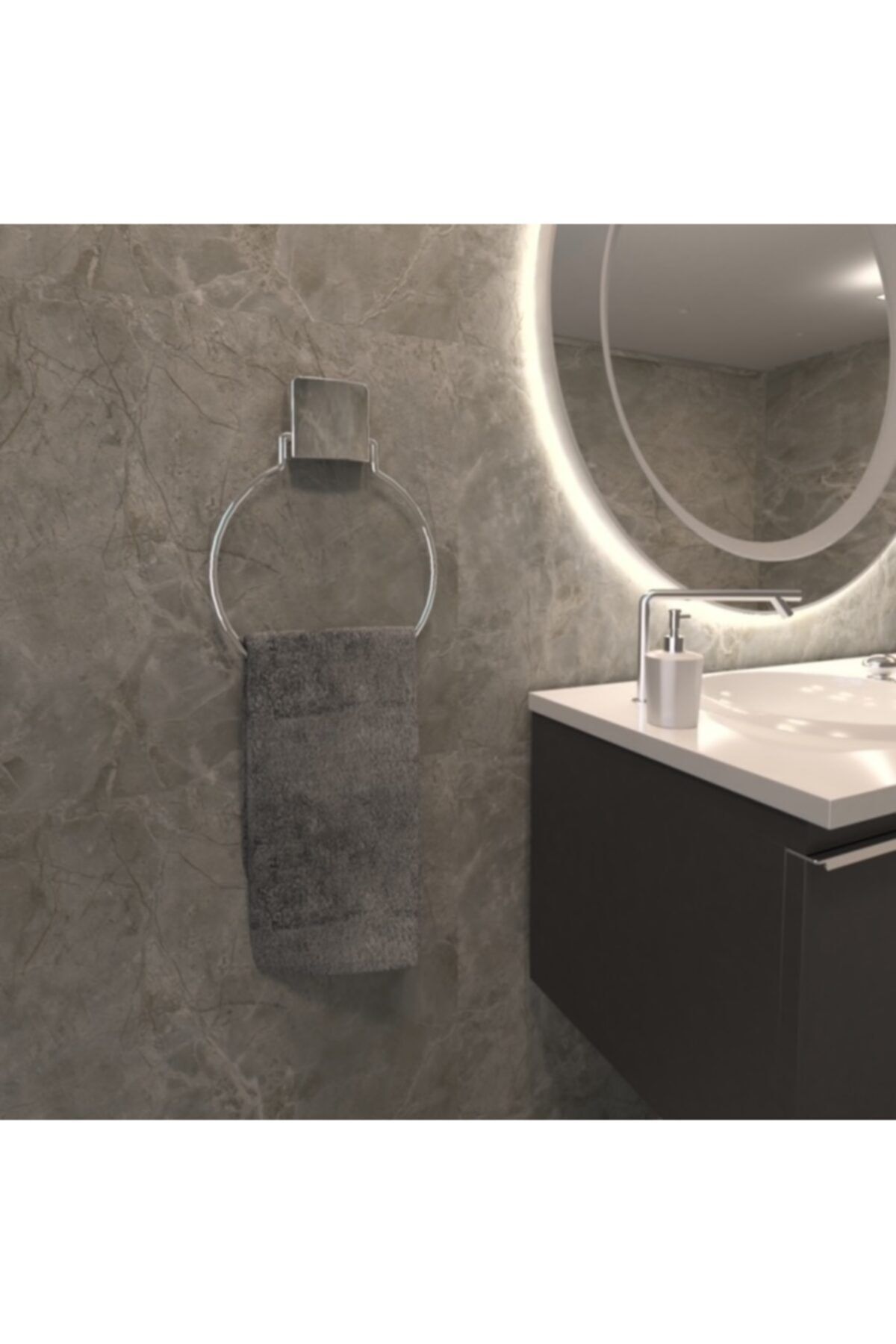 Cagla Homes Krom Yuvarlak Havluluk Yapışkanlı