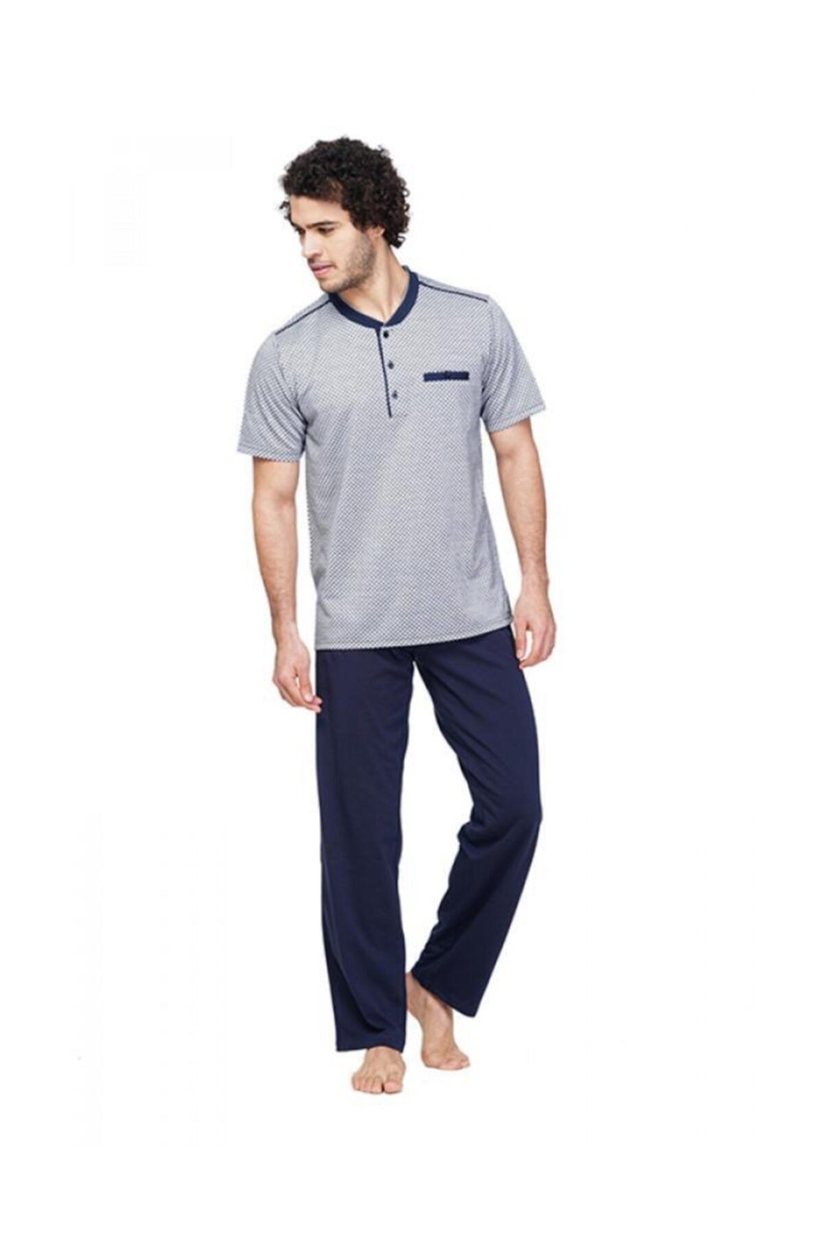 Çift Kaplan B8617 Battal Jakarlı 3'lü Erkek Pijama Takımı