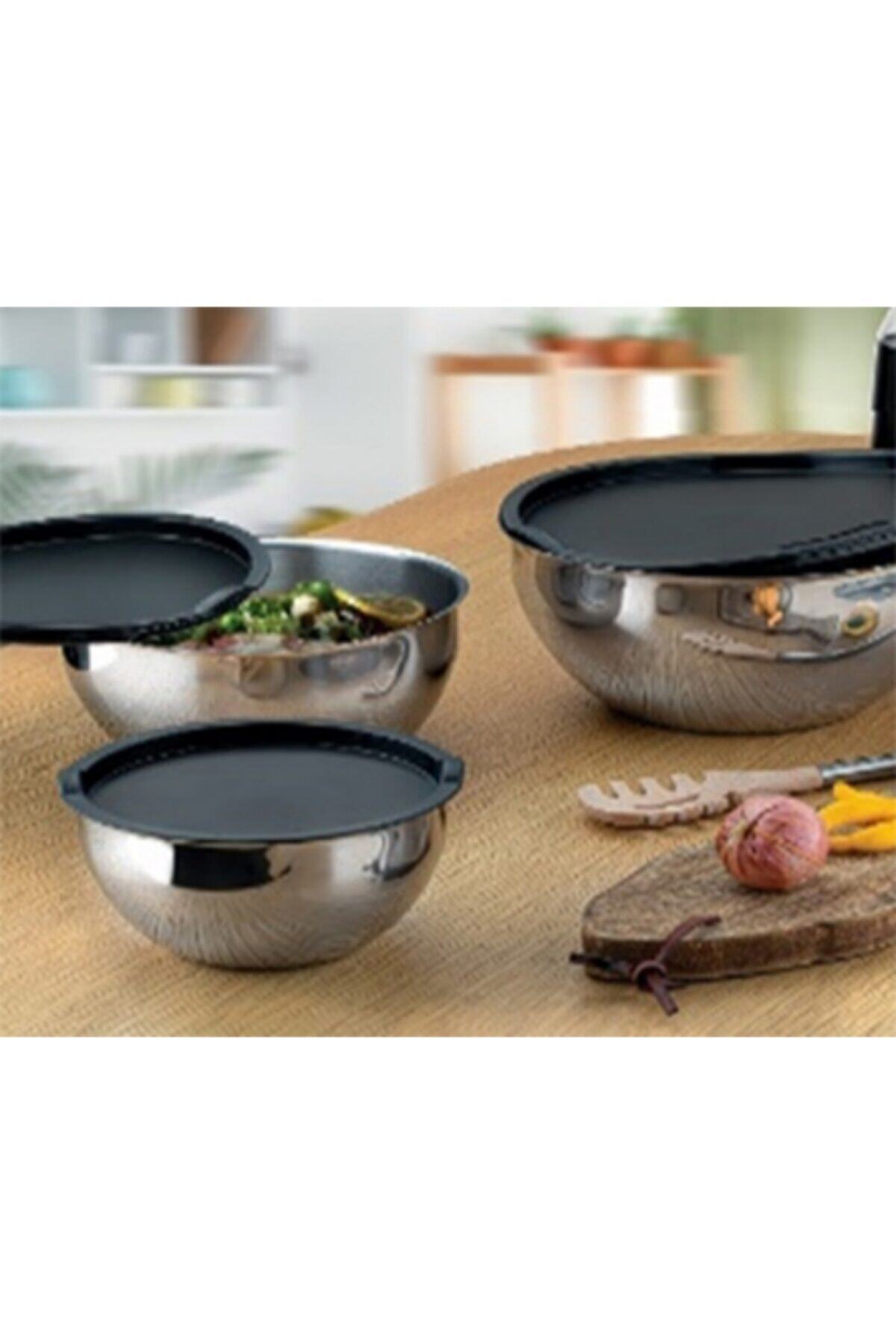 Masterchef Çelik Saklama Kabı 6 Parça Siyah 16cm-20cm-24cm