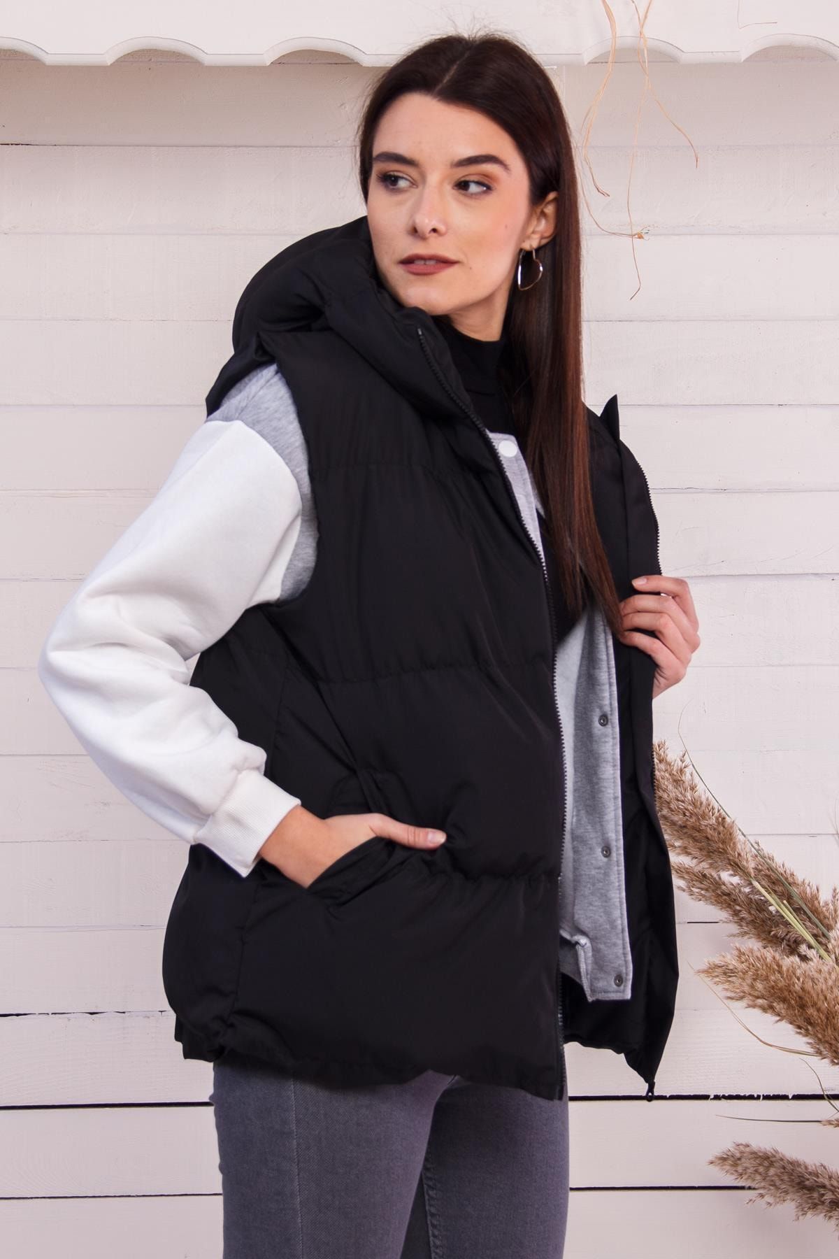 Modaroom Oversize Kapüşonlu Şişme Yelek 837w