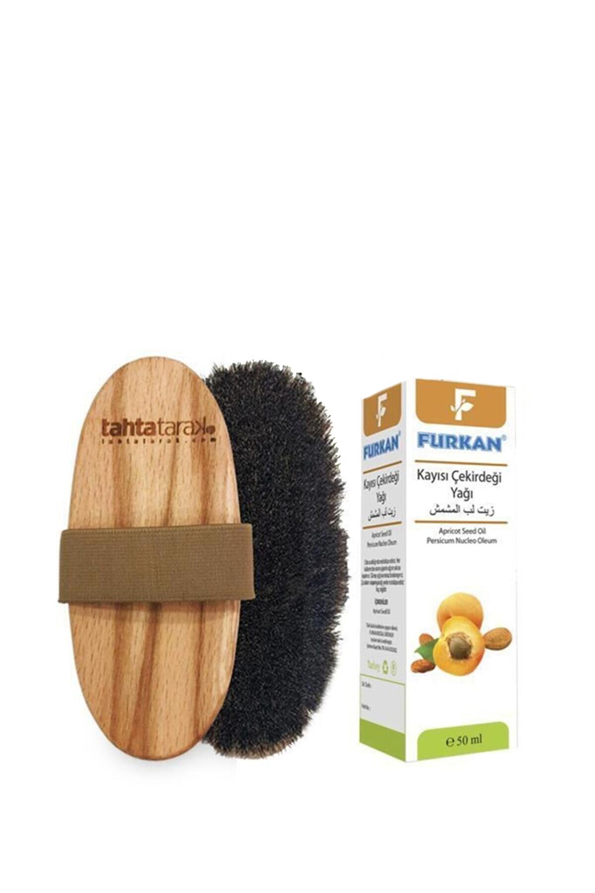 tahtatarak Selülit Karşıtı Doğal At Kılı Fırçası + Furkan Kayısı Çekirdeği Yağı 50 ml
