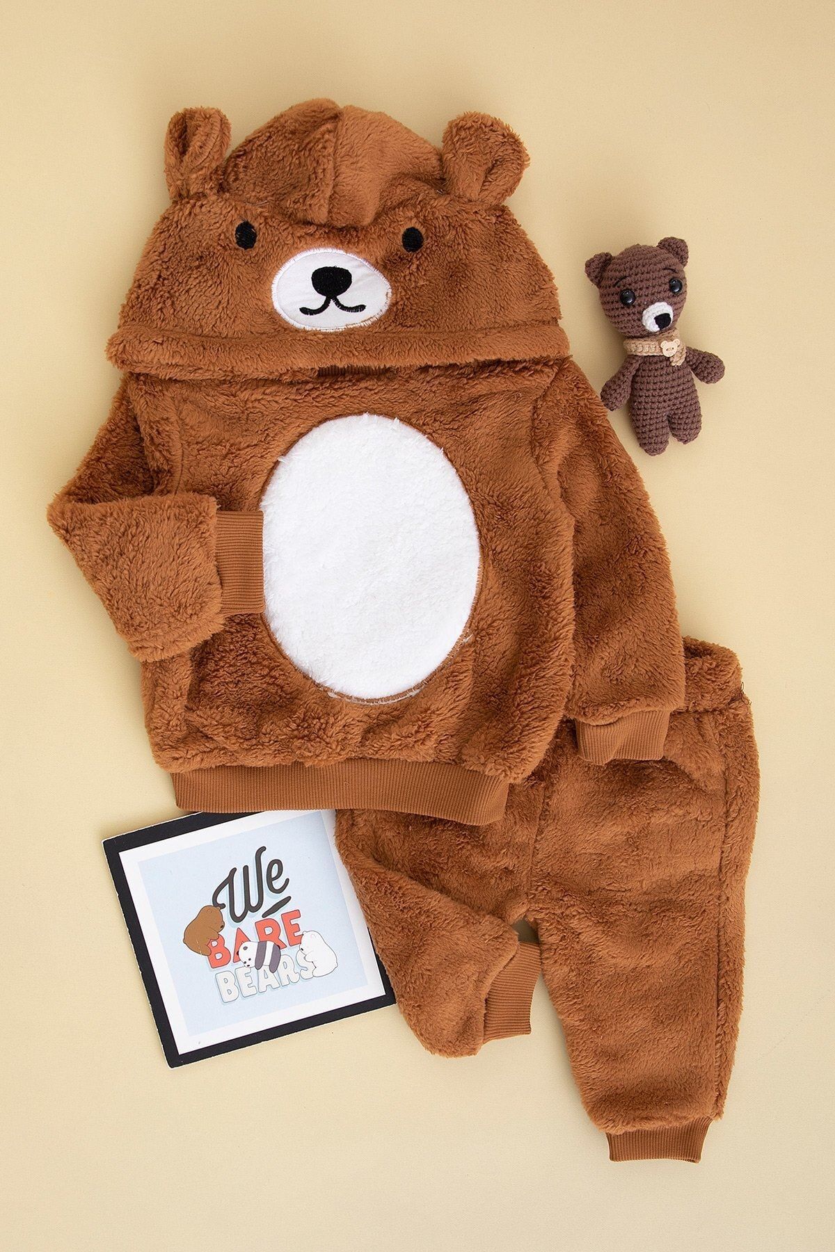 BabyWorldStore Erkek Bebek Lüx Ayıcık Kapşonlu Welsoft Takım 3-24 Ay