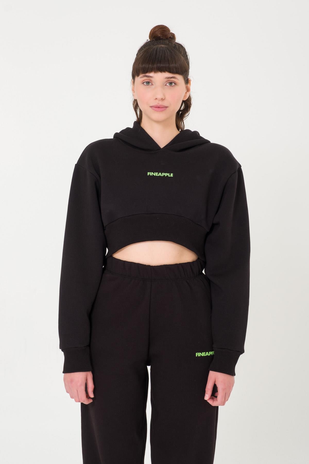 Fineapple Siyah Crop Sweatshırt