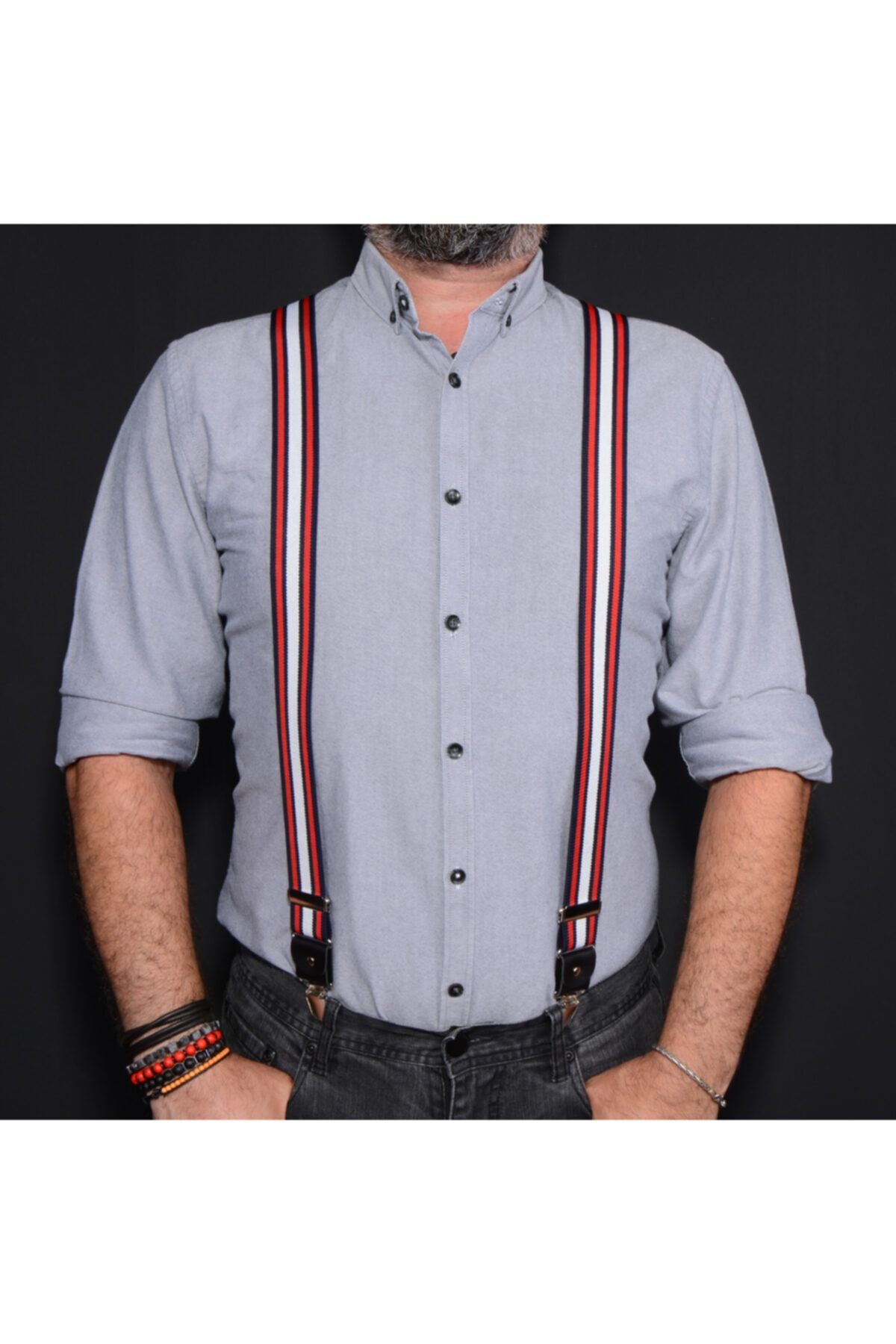 Tedz Collection Beyaz Çizgili Pantolon Askısı