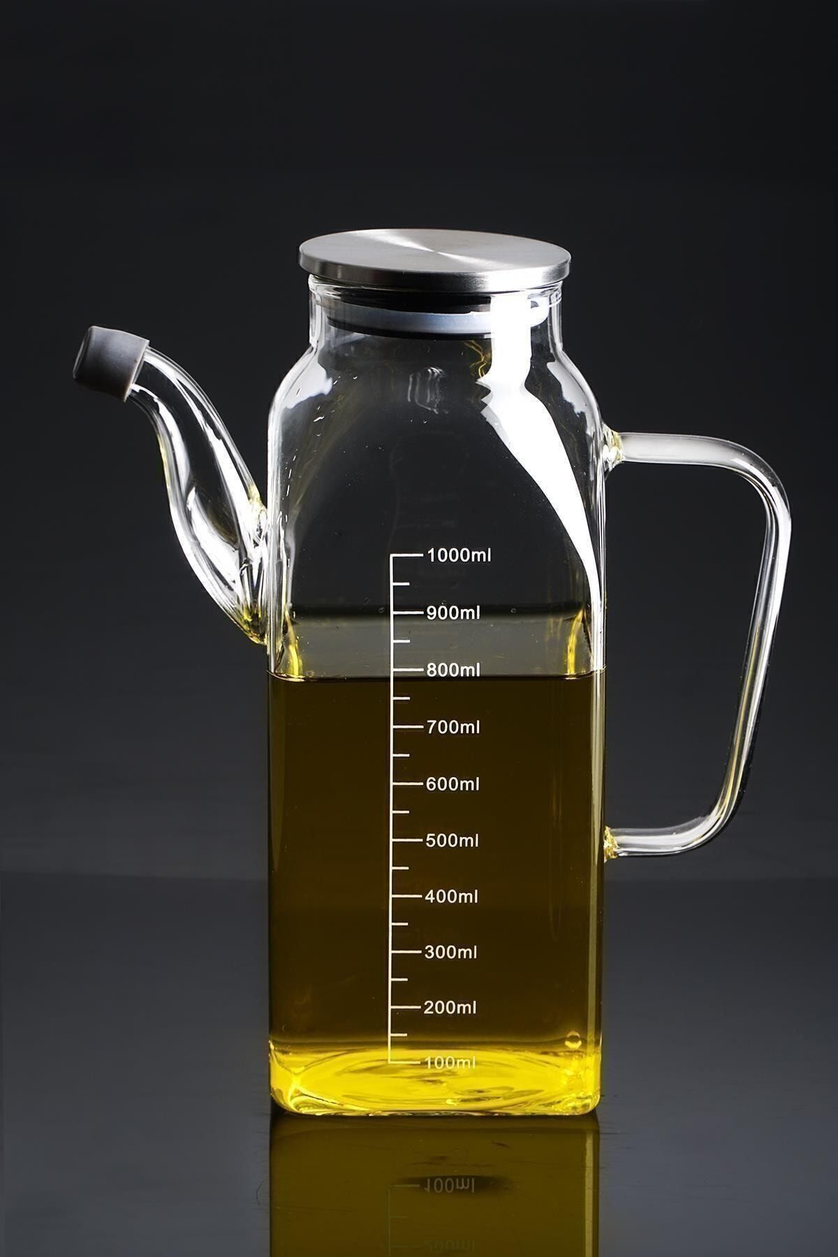 ACAR Metal Kapaklı Kare Cam Yağdanlık 1000 ml