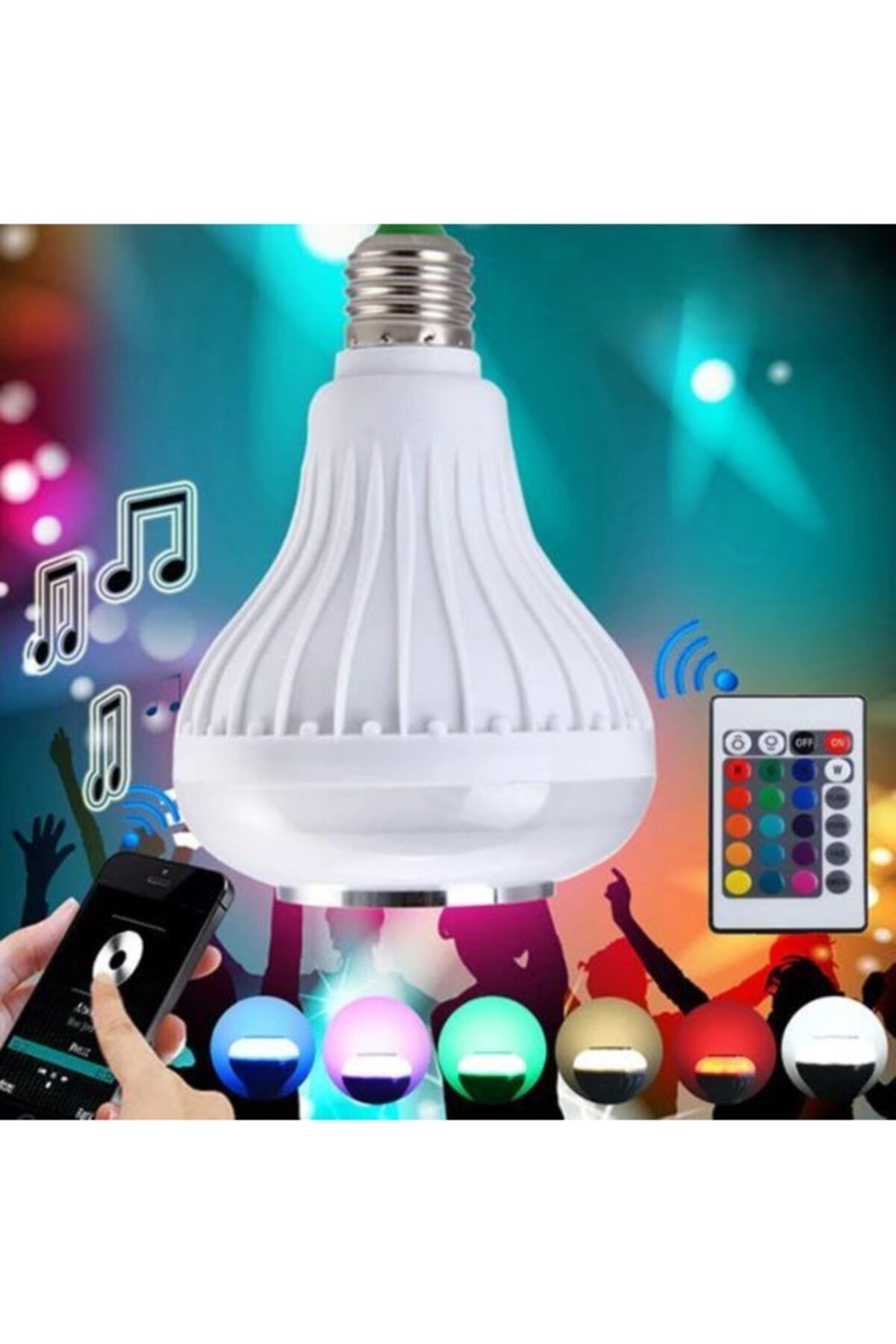 fikirstore Bluetooth Hoparlör Akıllı Led Ampül Müzikli Lamba Ses Bombası