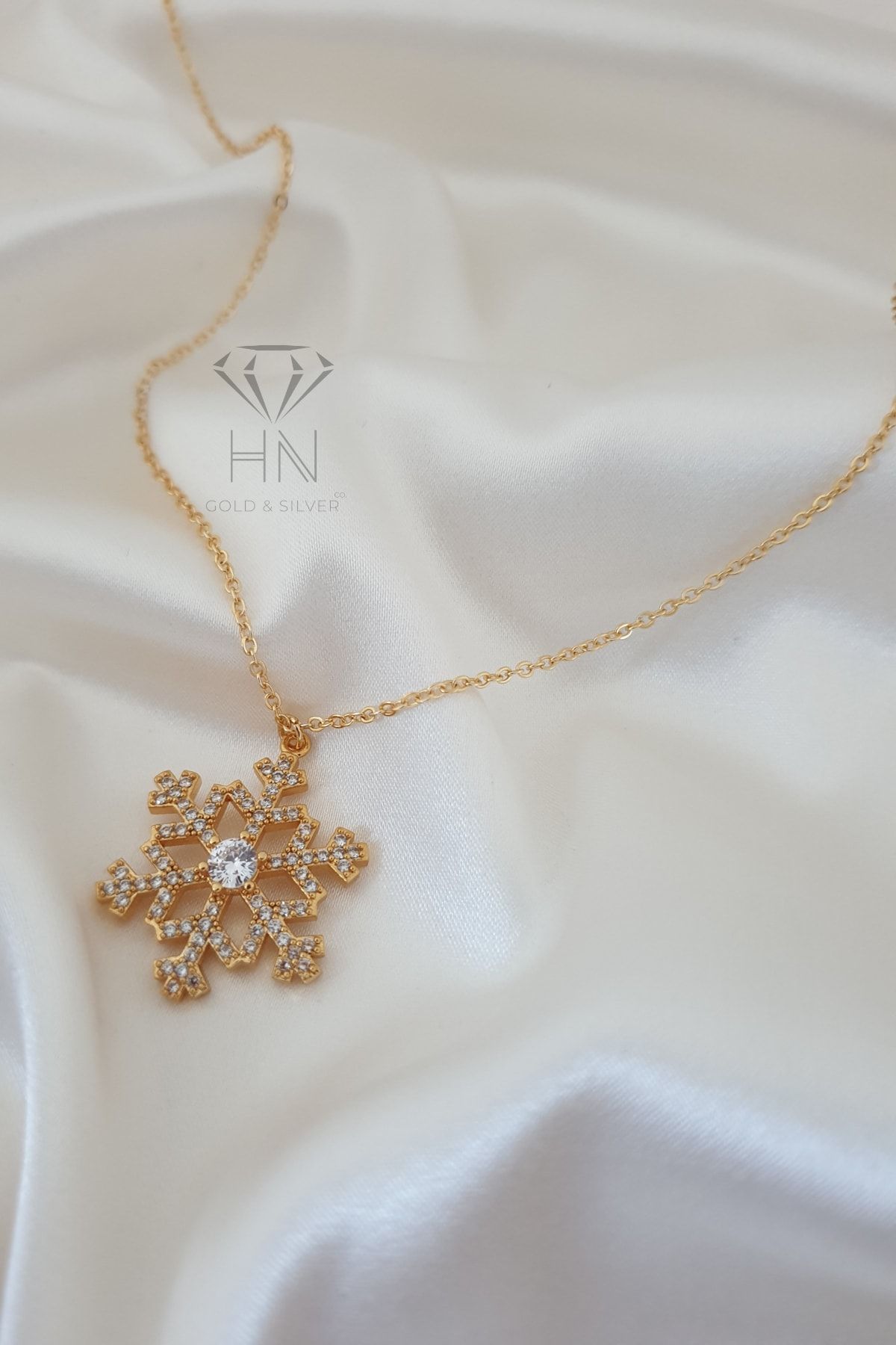 HN Gold & Silver Co. Kartaneli Zirkon Taşlı Çelik Kolye