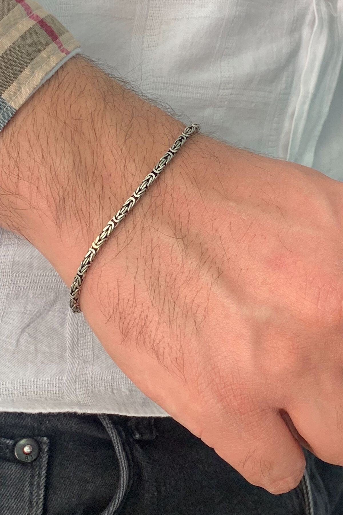 Doğan Silver 925 Ayar Gümüş 3 Mm Kral Erkek Bileklik Dgn20493