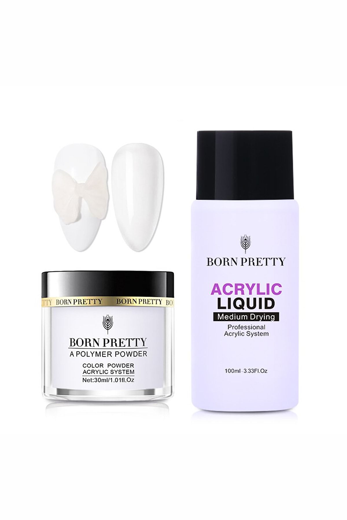 Born Pretty Akrilik Toz Şeffaf Ve 100 Ml Akrilik Sıvı Monemer