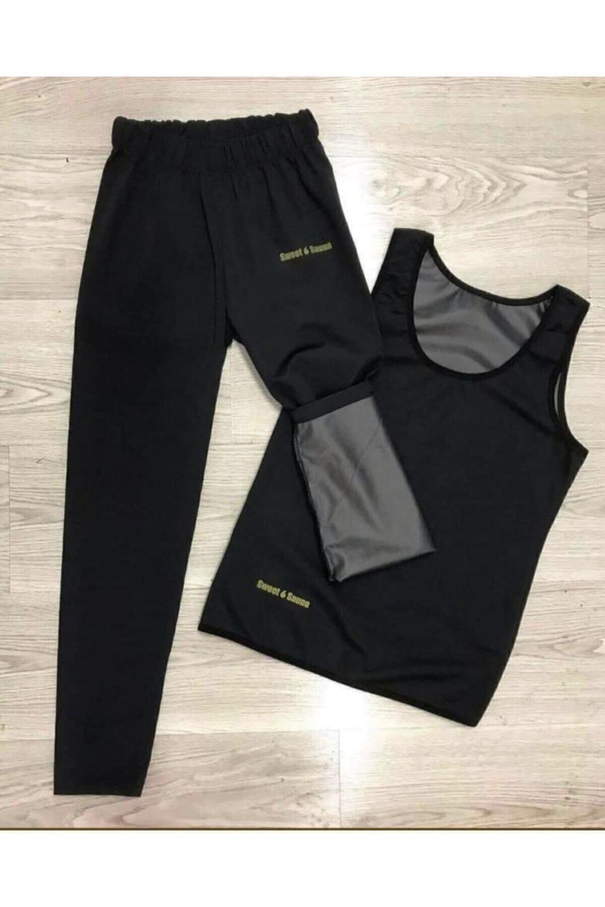 Sh Mağazacılık %100 Unisex Korse Takım Sweet Sauna Spor Korse Tayt Ve Atlet Takımı Ikisi Bir Arada