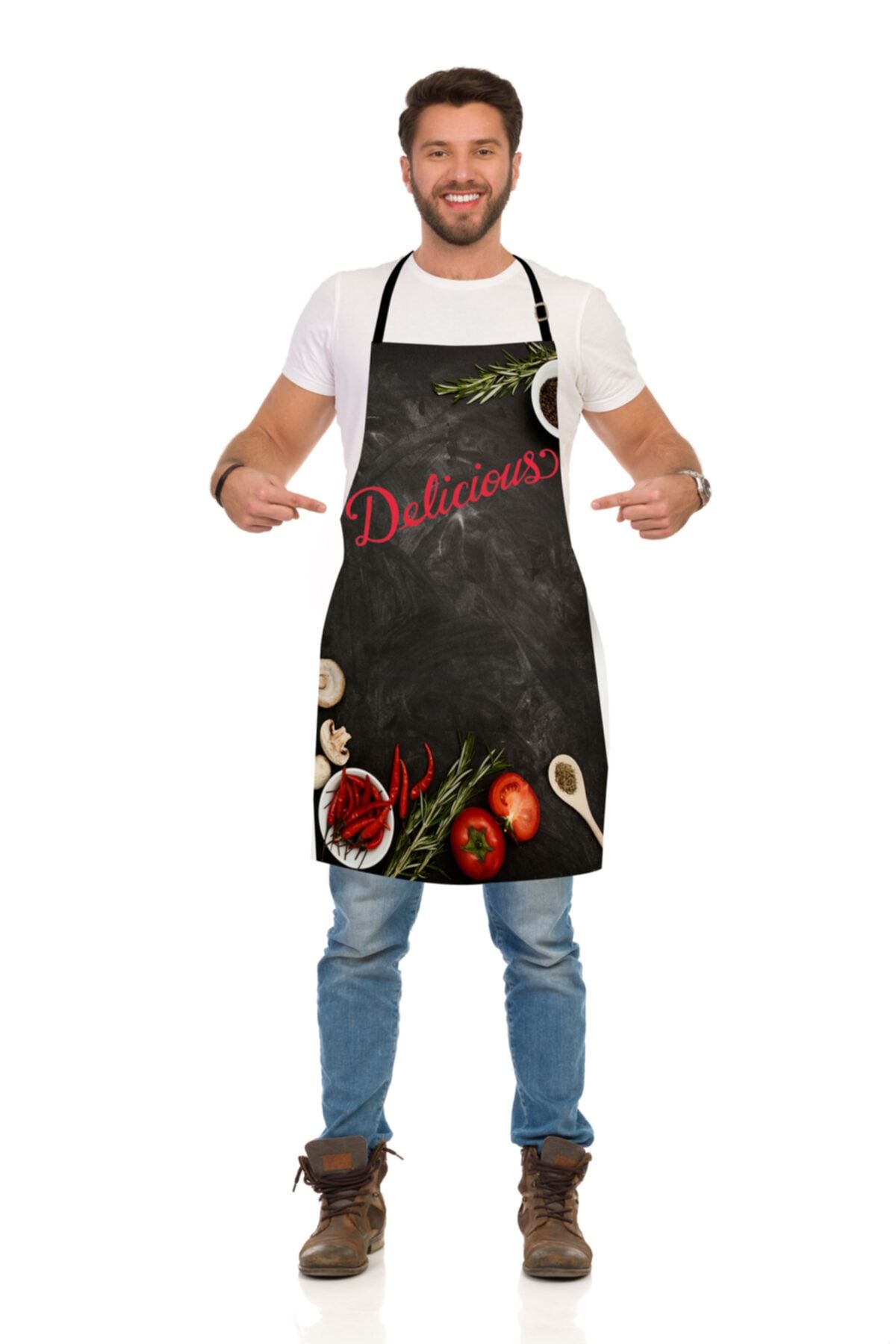 Razz Moda Delicious Yazılı Erkek Mutfak Önlüğü Aşçı Önlüğü
