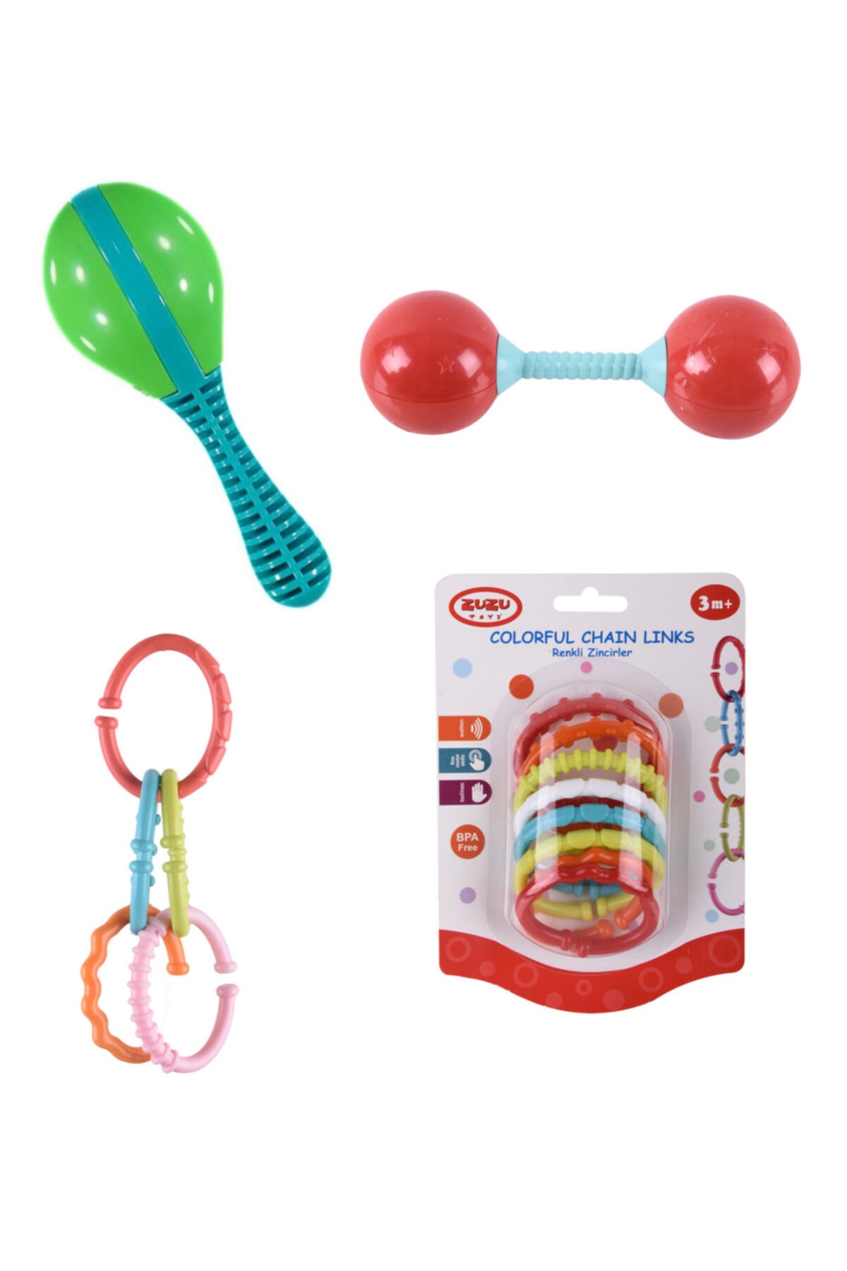 ByCaretta Marakas Çıngırak + Halter Çıngırak + Renkli Zincirler