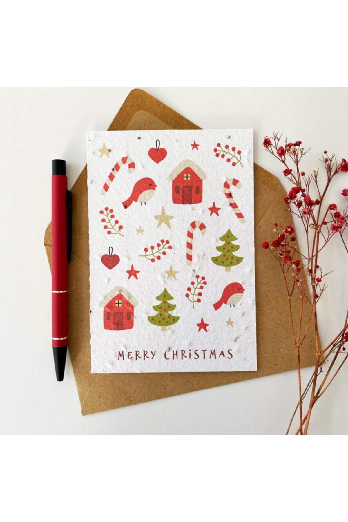 Gökçe'nin Bahçesi Tohumlu Ekilebilir Kartpostal Beyaz Christmas 2022009