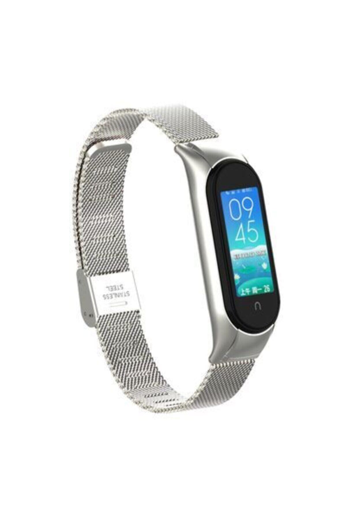 Mobicas Xiaomi Mi Band 4 Hasır Metal Kordon Gümüş