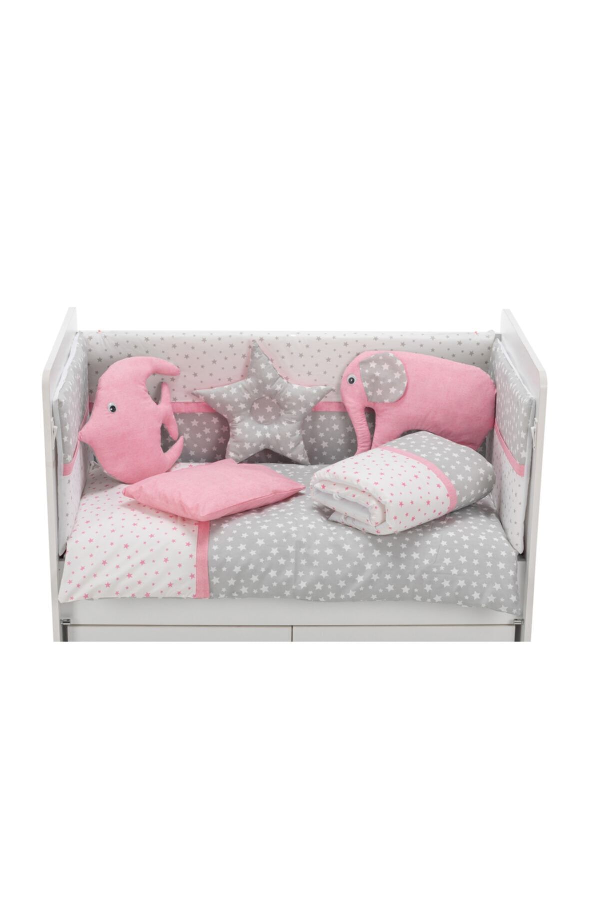 Moje Lüks Uyku Seti 12 Parça (80x130) - Gri Pembe