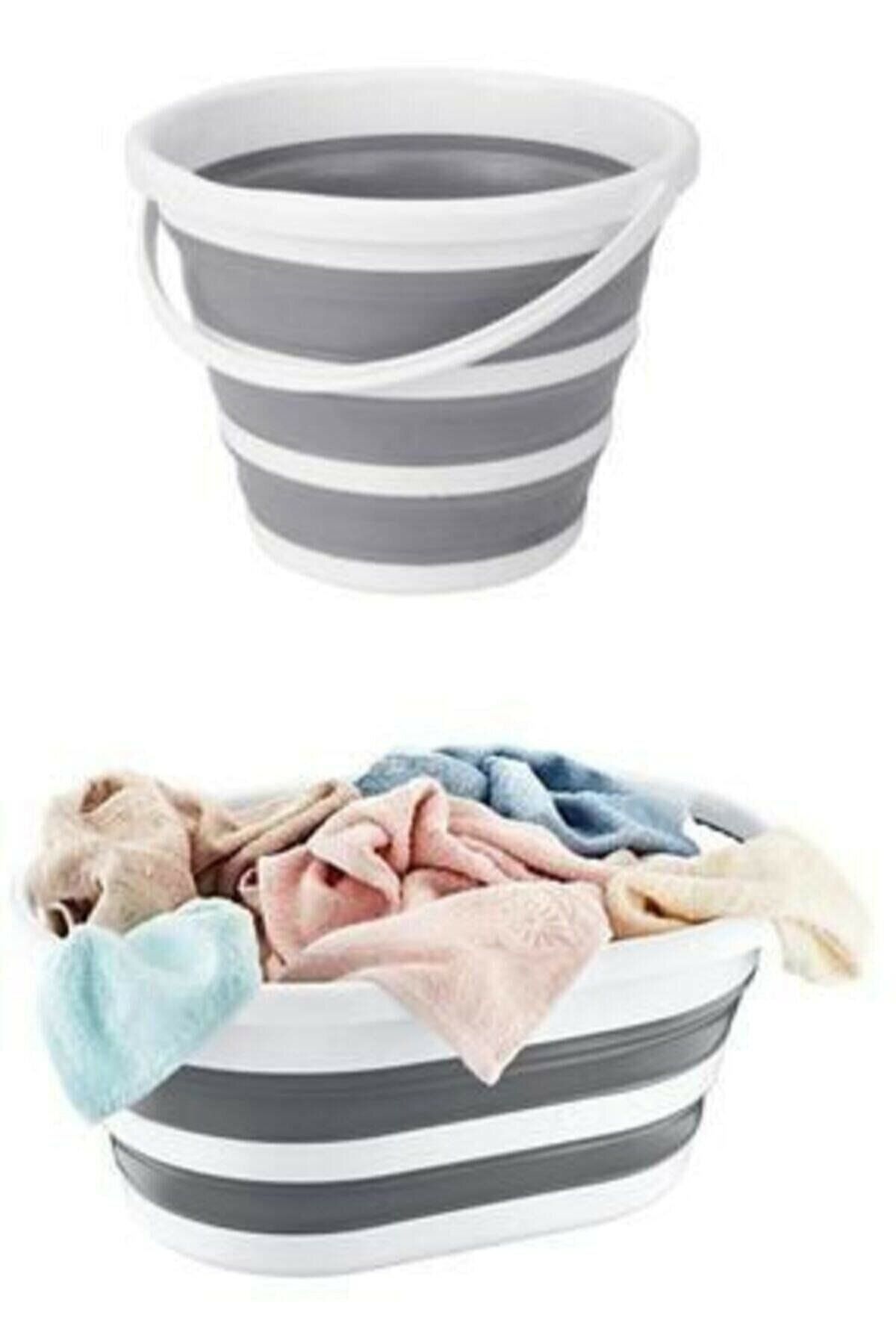 MEKA HOME Katlanabilir Multi 2'li Set - Katlanabilir Çamaşır Sepeti - Katlanabilir Kova