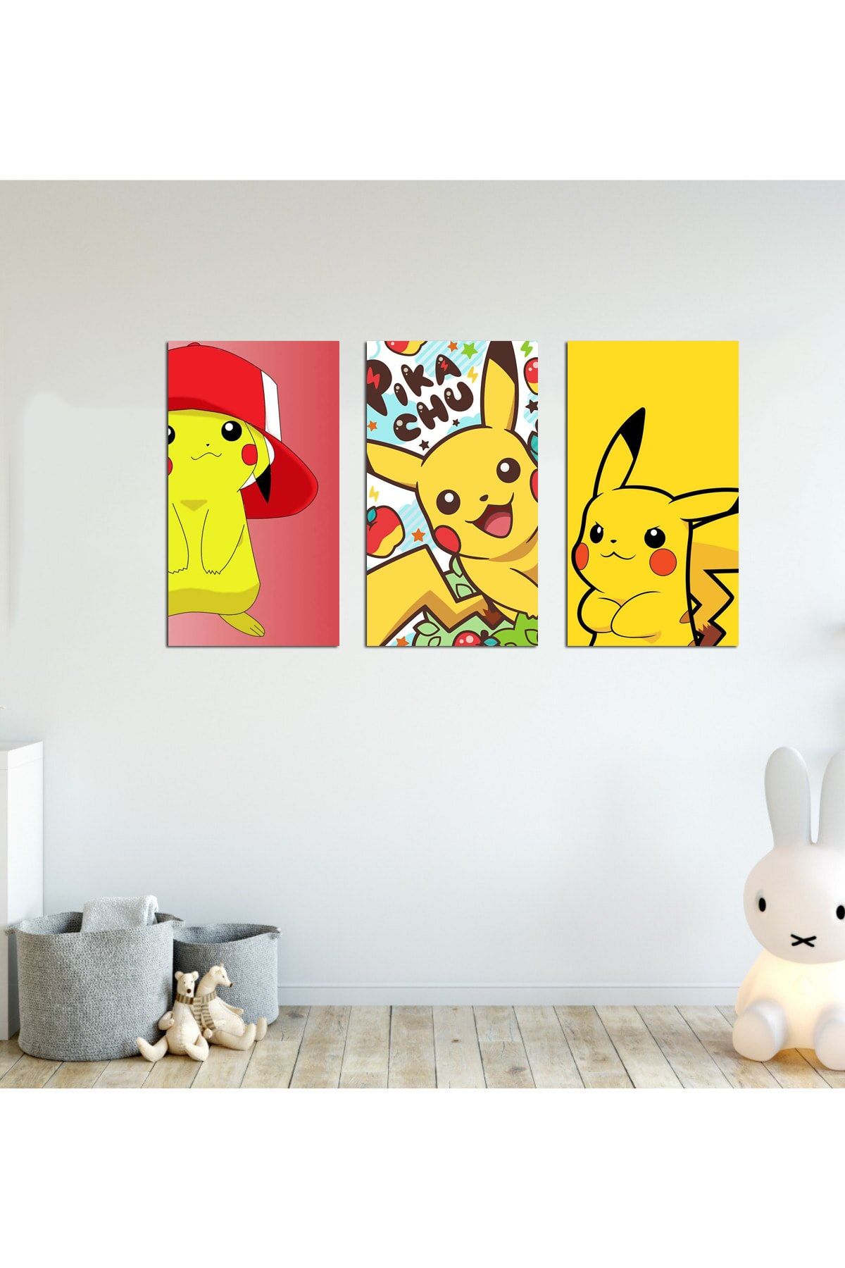 Tbt Tasarım Pikachu 3'lü Tablo Seti 30x40