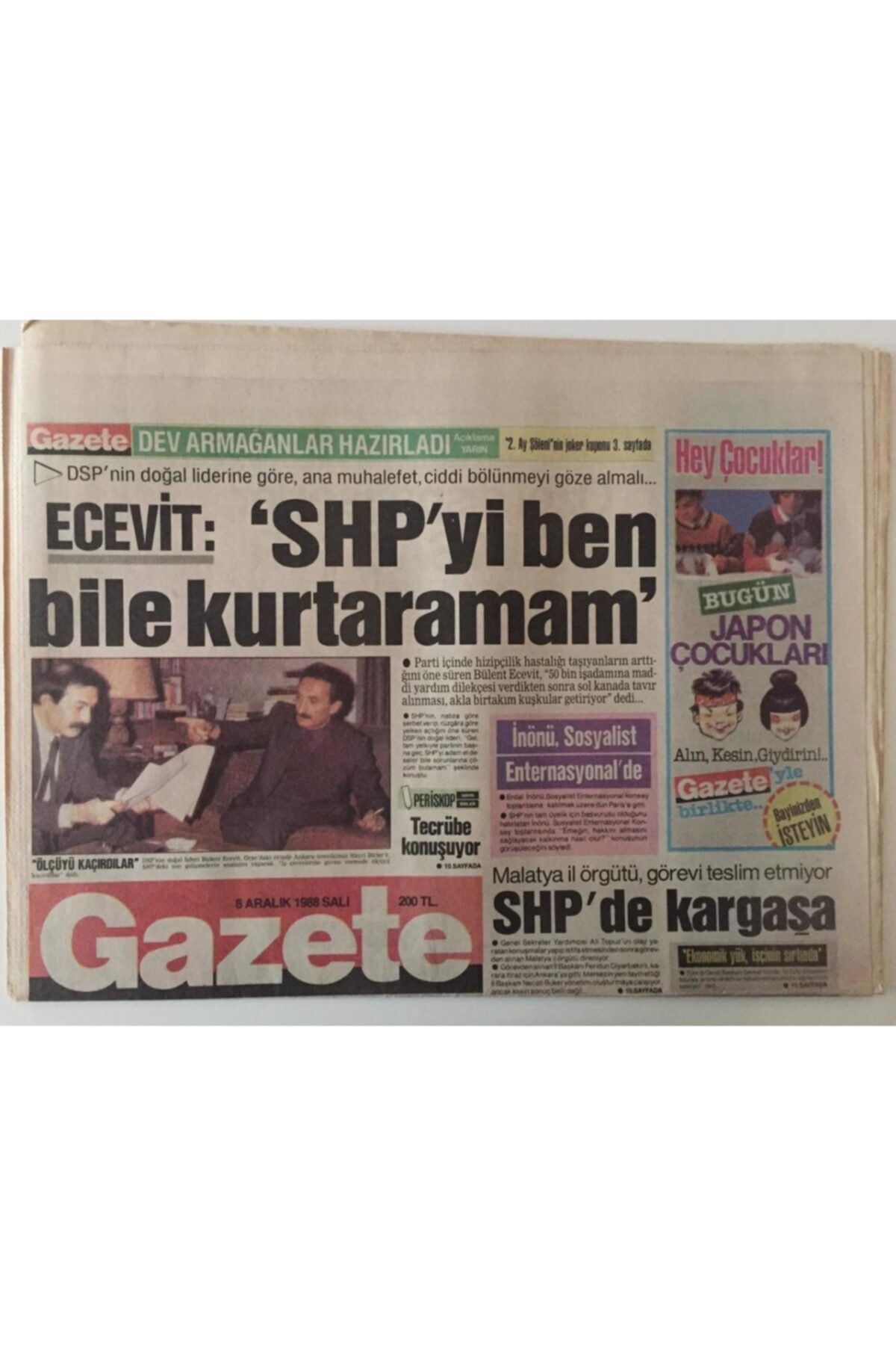 Gökçe Koleksiyon Gazete Gazetesi 6 Aralık 1988 - Filiz Akın Geliniyle Özlem Gideriyor Şeker Kaynana Gz28249