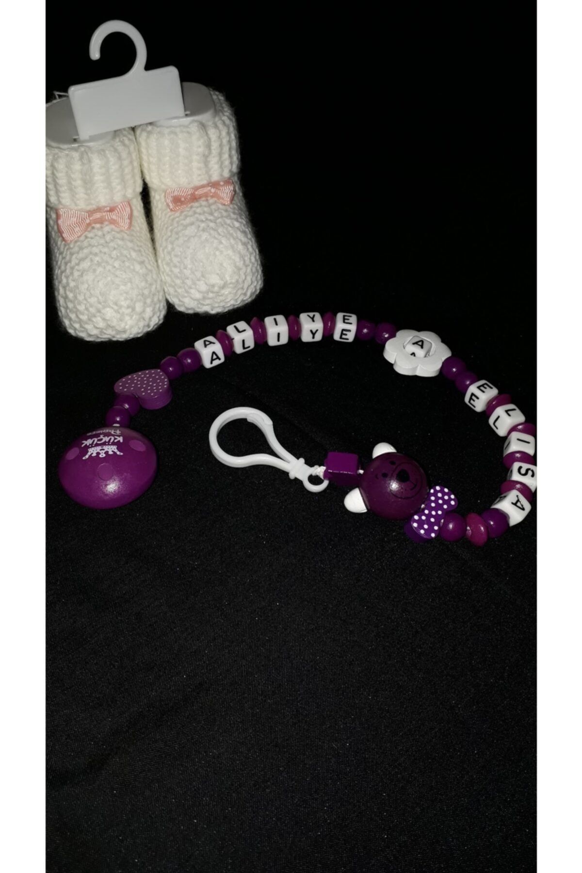 Kids Mor Kız Bebek İsimli Emzik Askısı