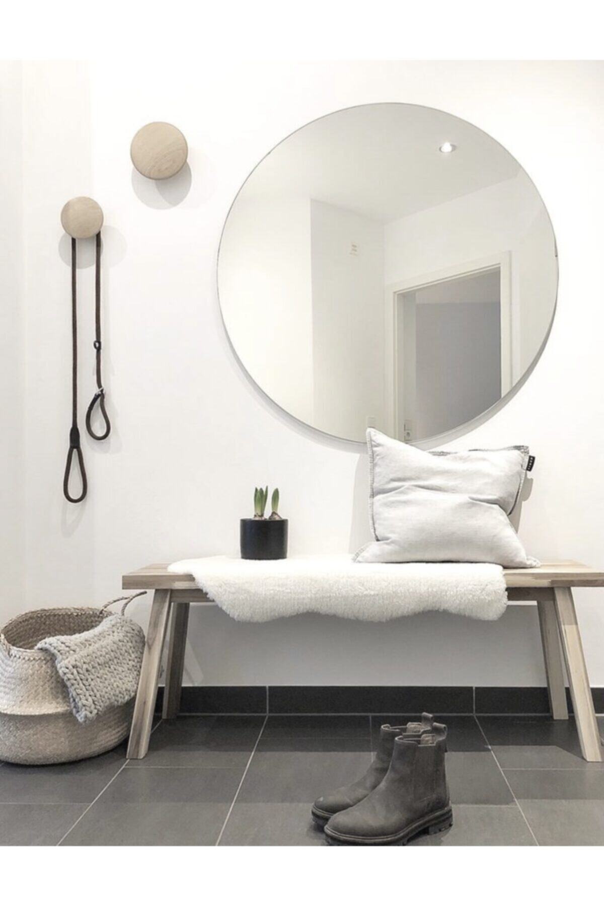 NUUN DEKOR Yuvarlak Duvar Aynası Banyo Aynası Dekor Ayna 70 Cm Çapında