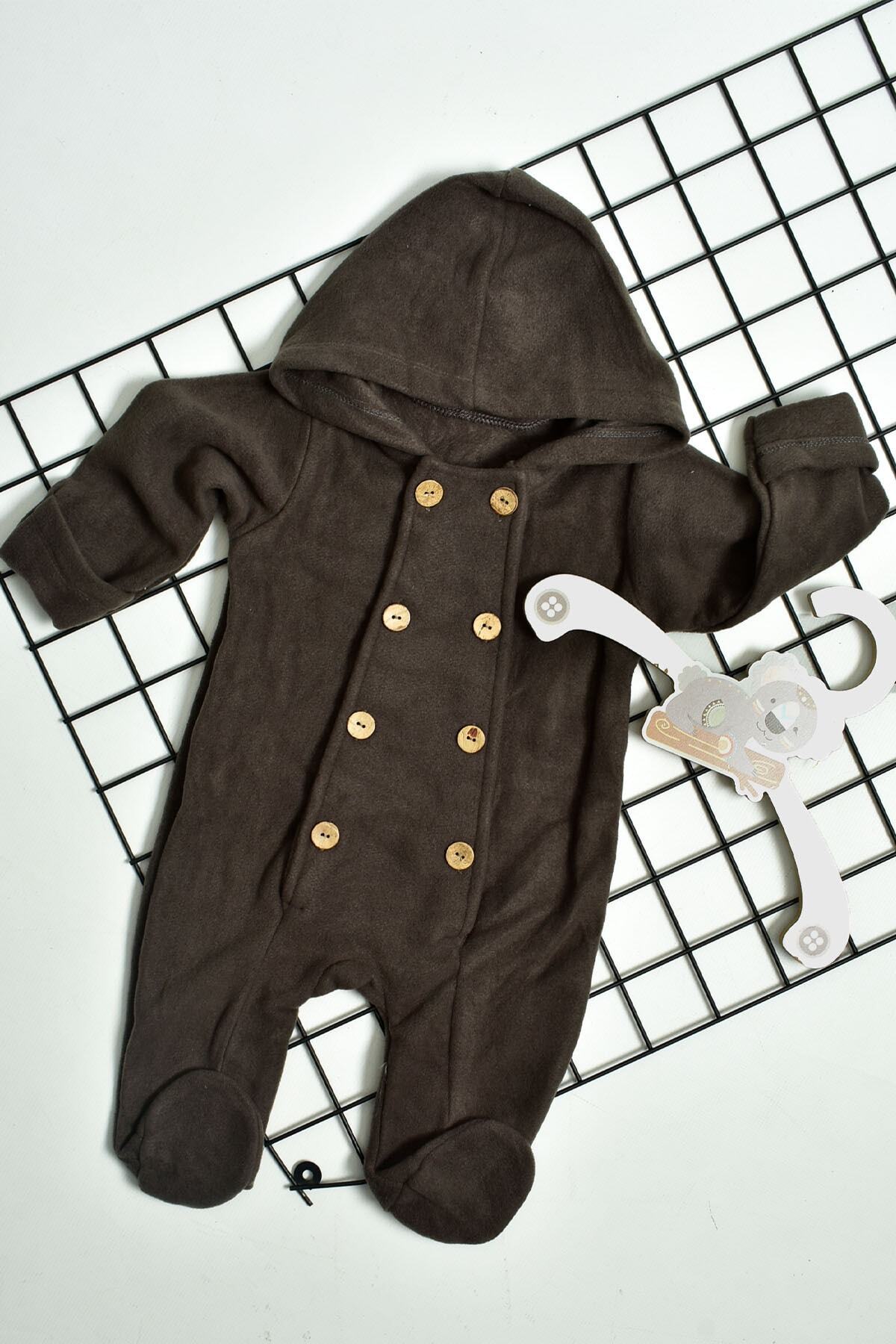 Bebe Türk Erkek Bebek Antrasit Düğmeli Polarlı Tulum