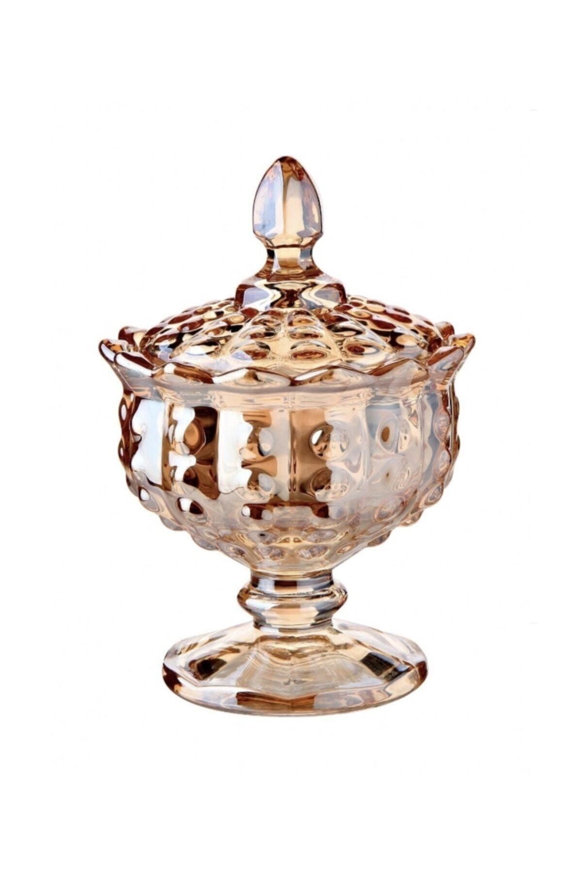 BALSA Yaldız Kaplamalı Ayaklı Kristal Şekerlik 10x10x15 cm