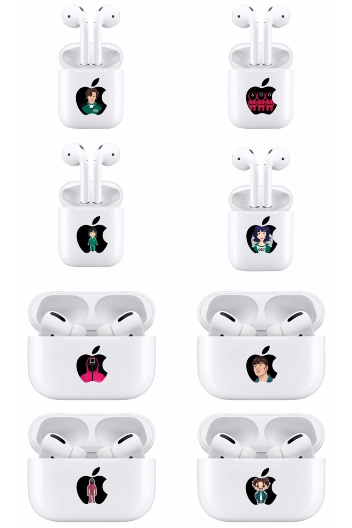 MARSİLYA Squid Game Airpods İçin Sticker Seti 10 Adet