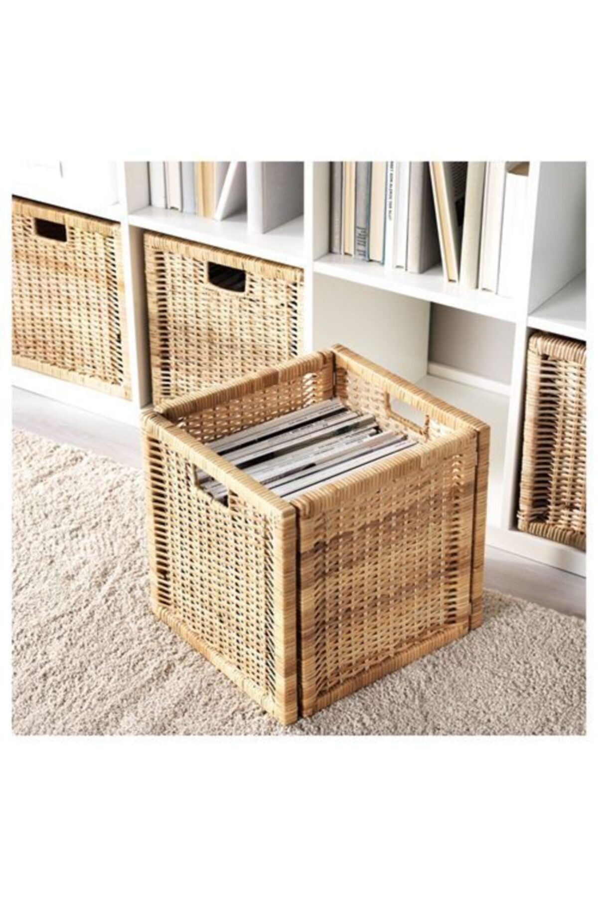 UN Quality Sepet 32x34x32 Cm Rattan Kutu Saklama Kutusu Düzenleyici Kahverengi Organizer Kaliteli Ikea