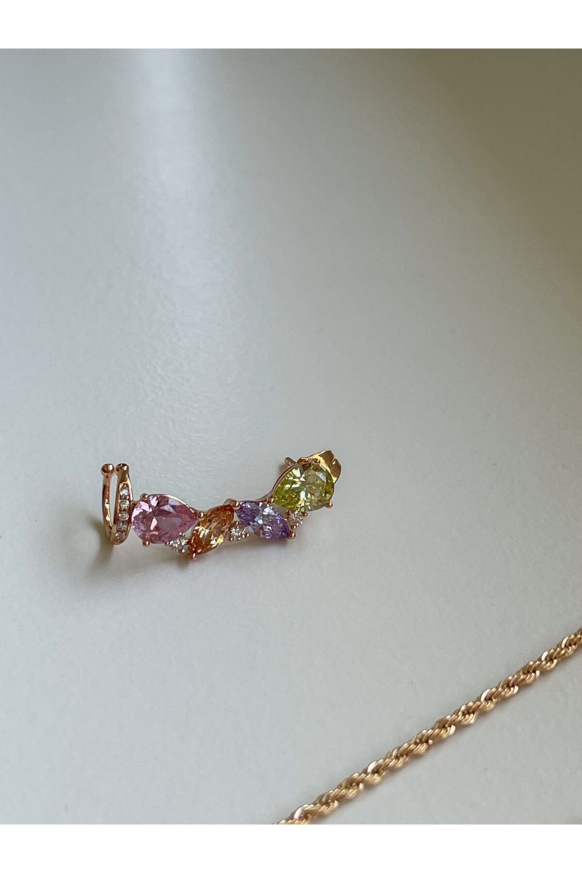 Pureandshine Renkli Zirkon Taşlı Earcuff Küpe