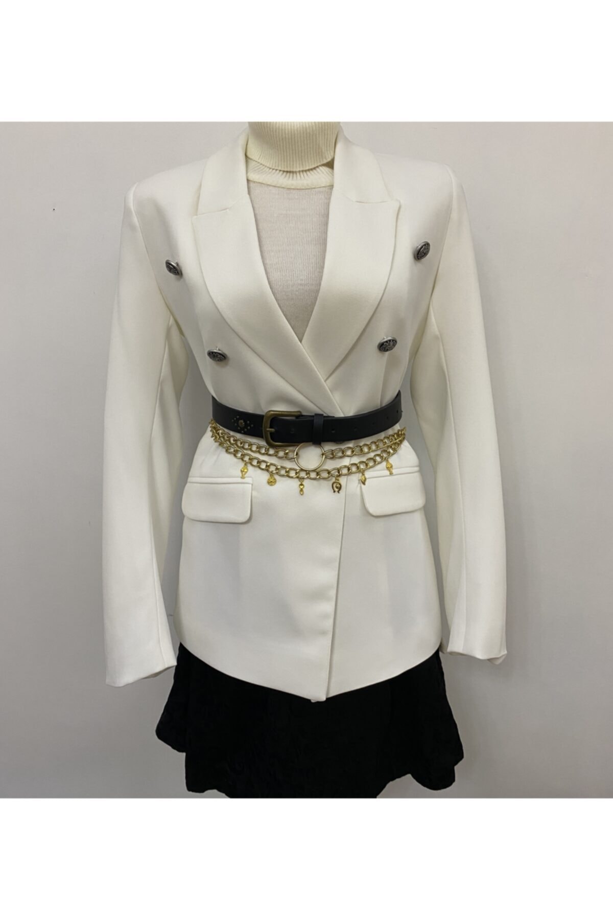 Maiden design Gold Renk Halka Detaylı Pırpır Zincir Kemer