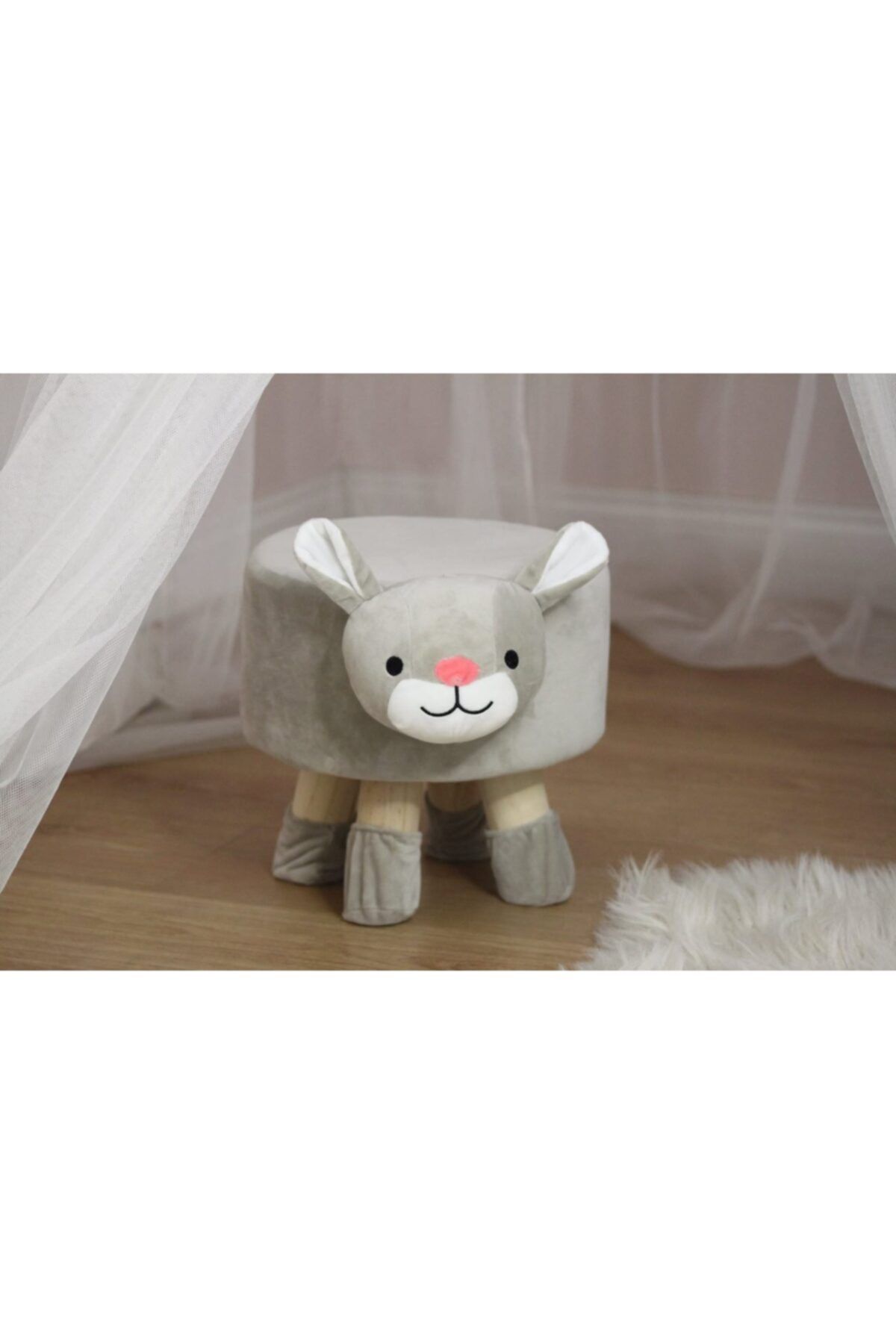 Bijuland Home Sevimli Tavşan Peluş Çocuk Taburesi