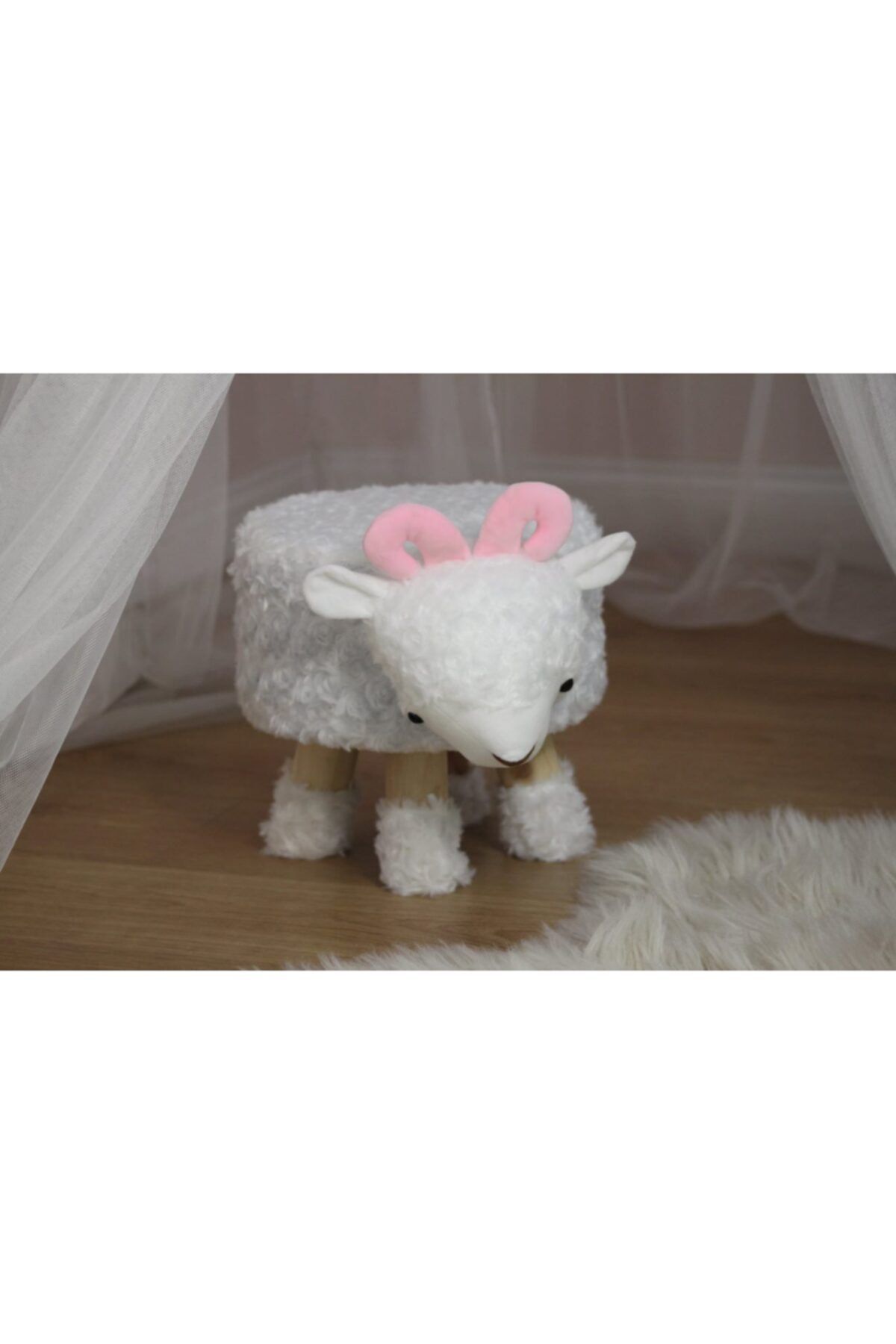 Bijuland Home Sevimli Kuzu Peluş Çocuk Taburesi