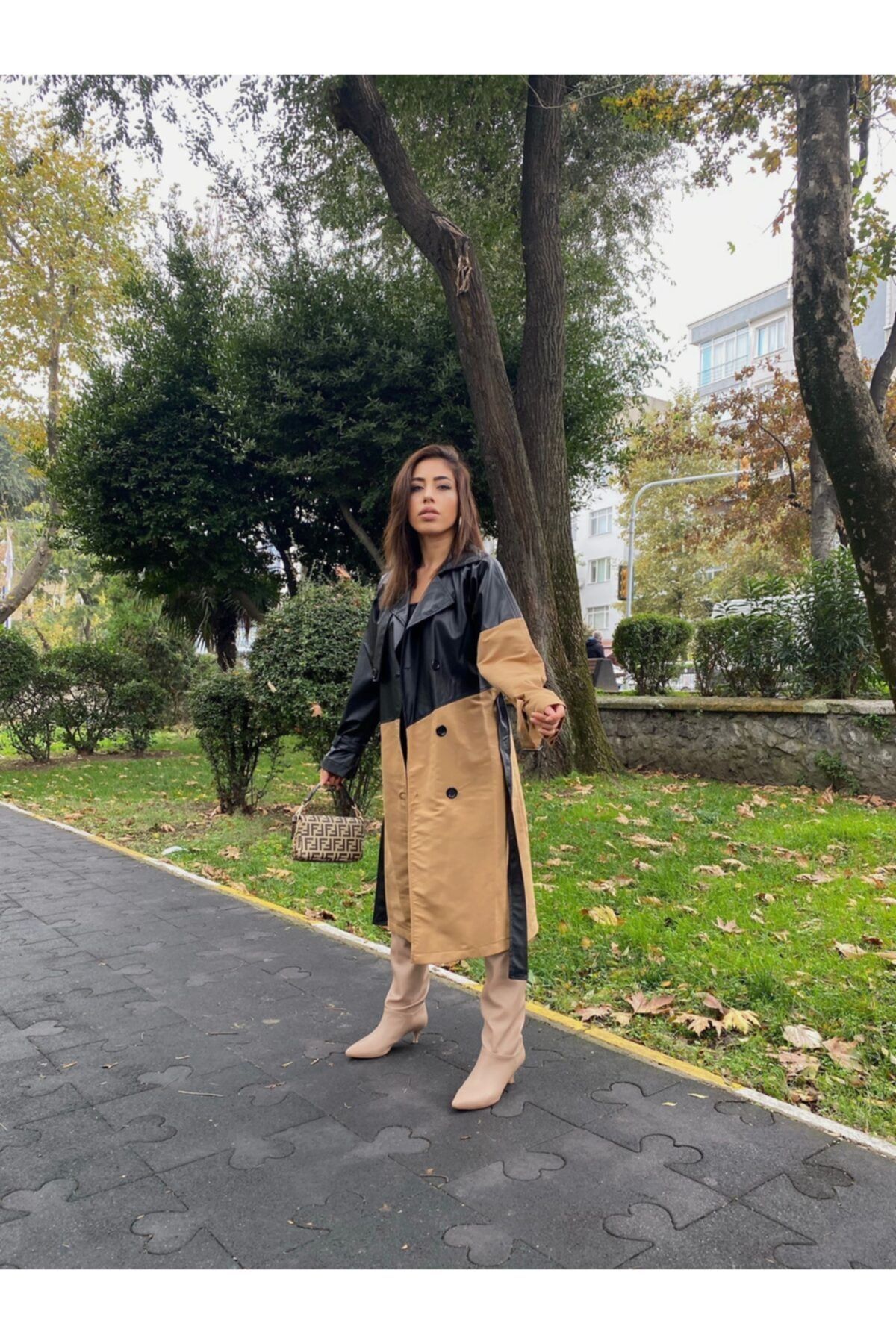 Emba Pluie Deri Detay Kuşaklı Trençkot
