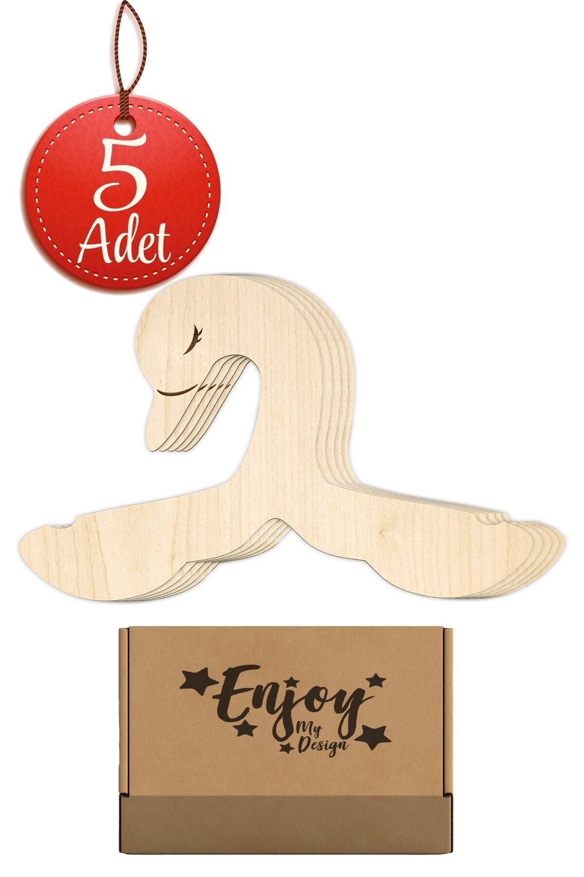 Enjoymydesign 5li Bebek Elbise Askısı Ahşap Kuğu Giysi Askısı