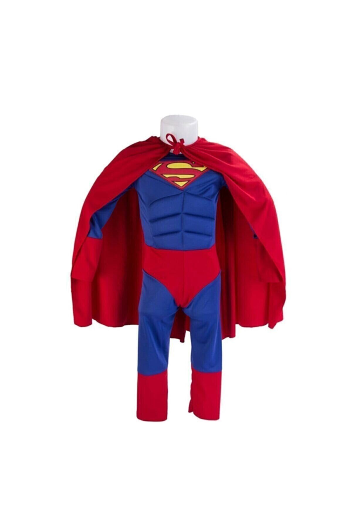 Superman Yetişkin Süpermen Kostümü Kaslı Pelerinli Yetişkin Süpermen Kıyafeti