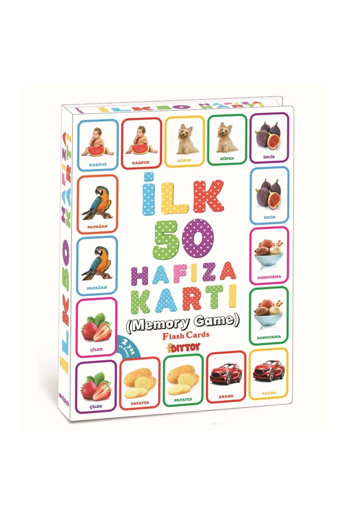 DIYTOY Ilk 50 Hafıza Kartı, Eşleştirme Kartları, Zeka Kartları, Eğitici Kartlar (flash Kart) +2 Yaş