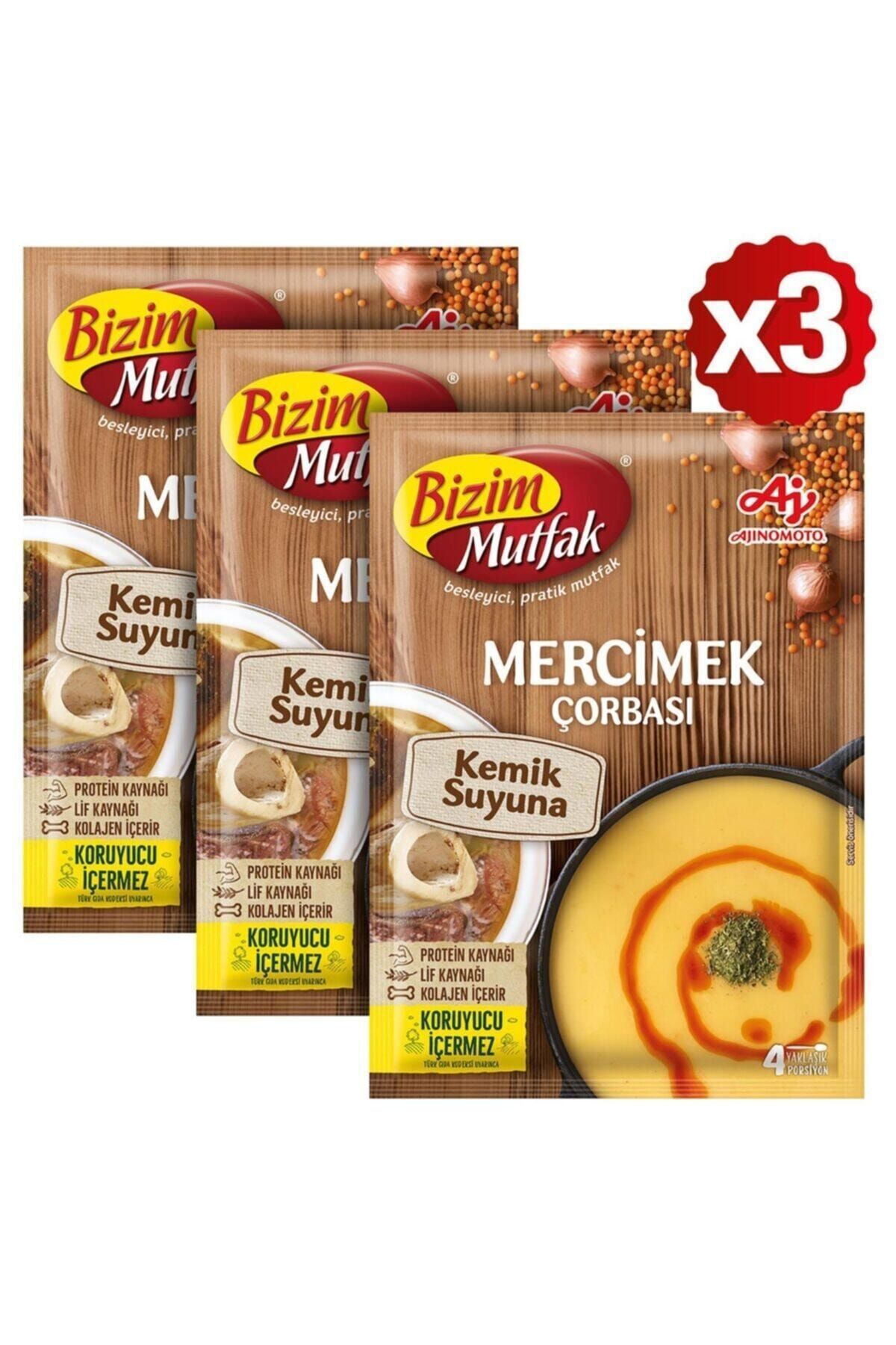 Bizim Mutfak Kemik Suyuna Mercimek Çorbası 72 Gr 3'Lü Paket