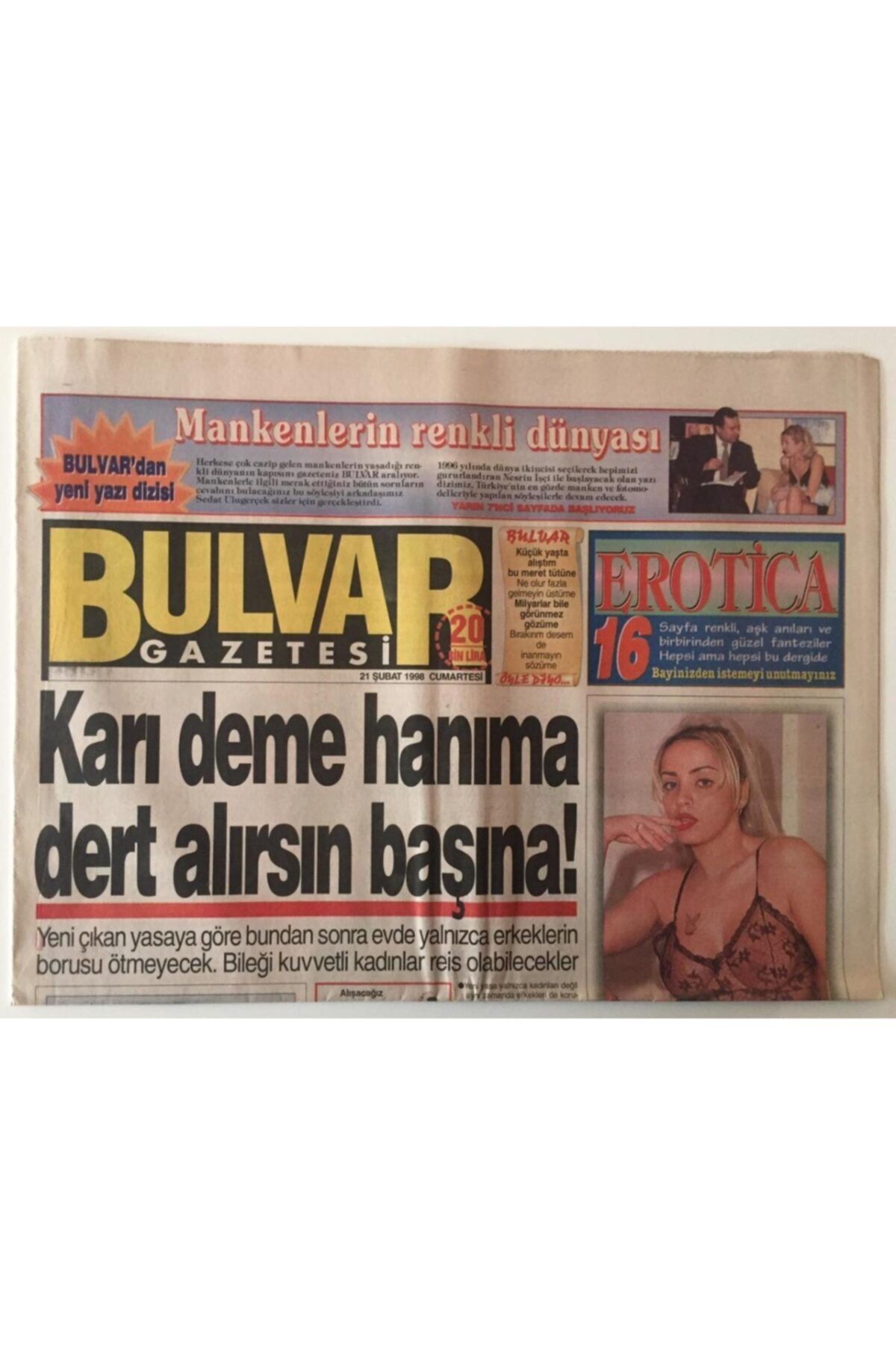 Gökçe Koleksiyon Bulvar Gazetesi 21 Şubat 1998 - Nilüfer'in Çocuk Sevgisi : Unicef'in Iyi Niyet Elçisi Gz26749