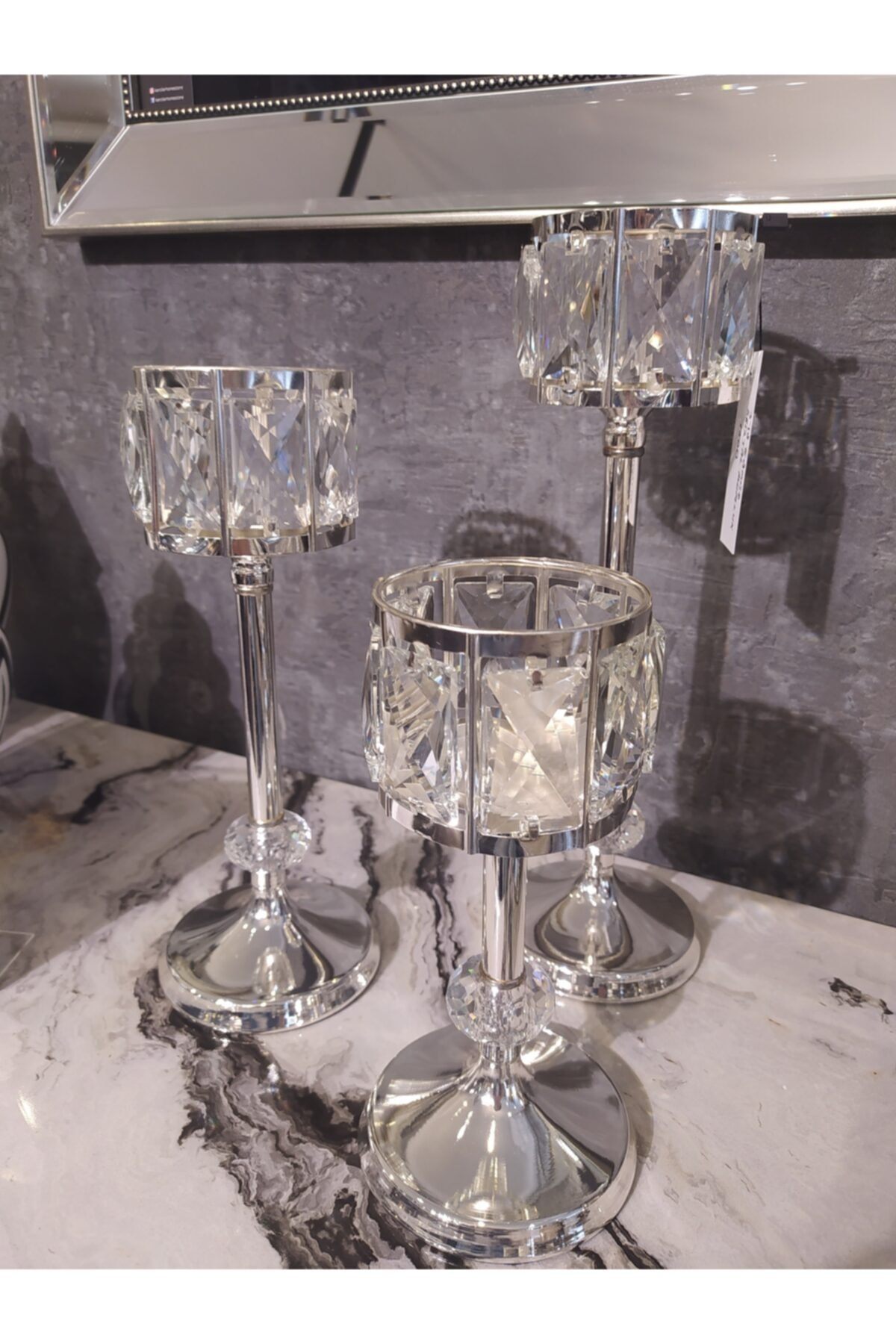 Karcılar 3lü Kristal Ayaklı Şamdan