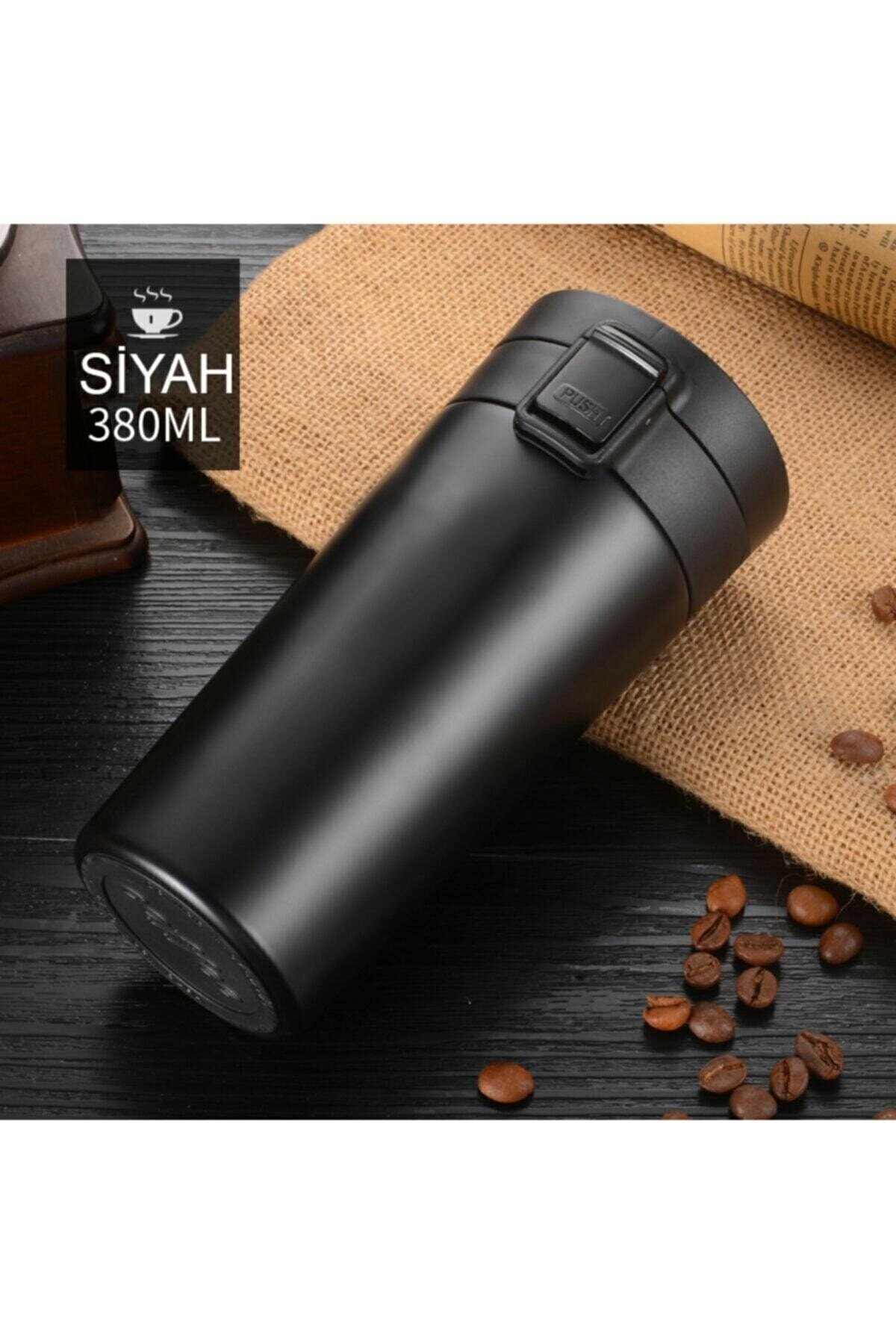 MİSSCAFE Snape Filtreli Çift Katmanlı Mug Termos Bardak 380ml  Mat Siyah